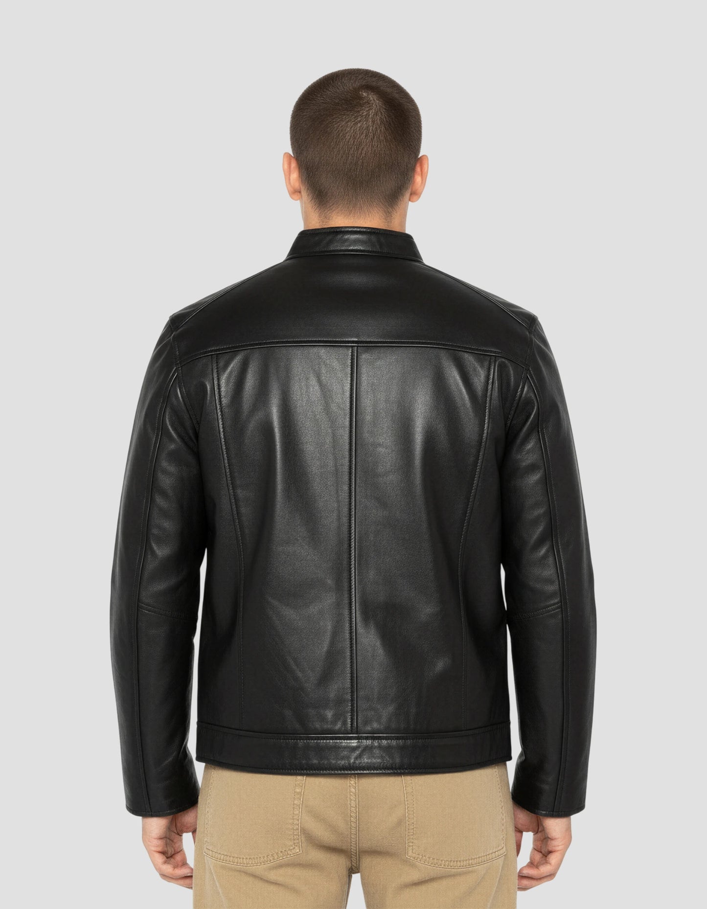 Giacca da motociclista nero, pelle di agnello