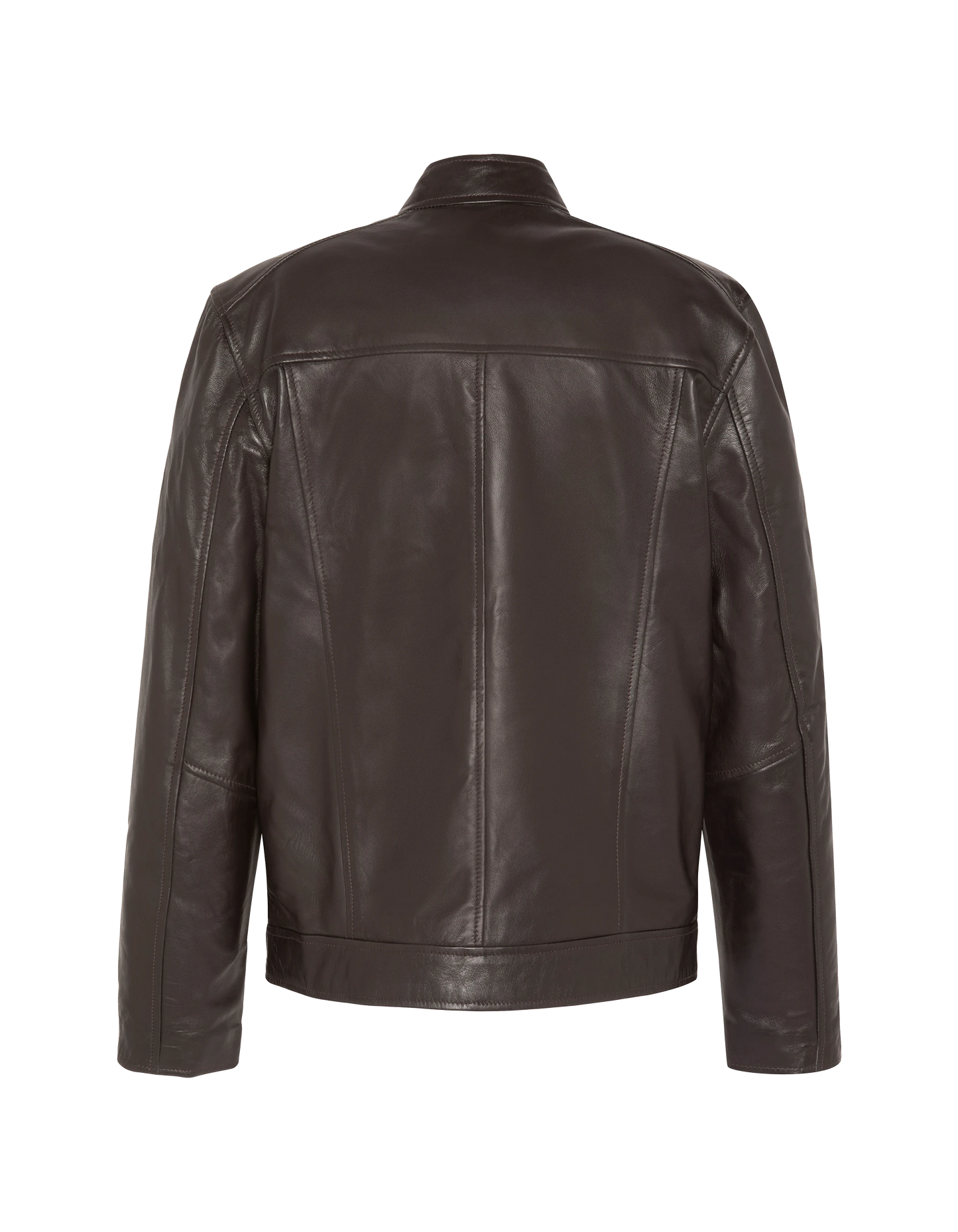 Blouson motard marron, cuir d'agneau