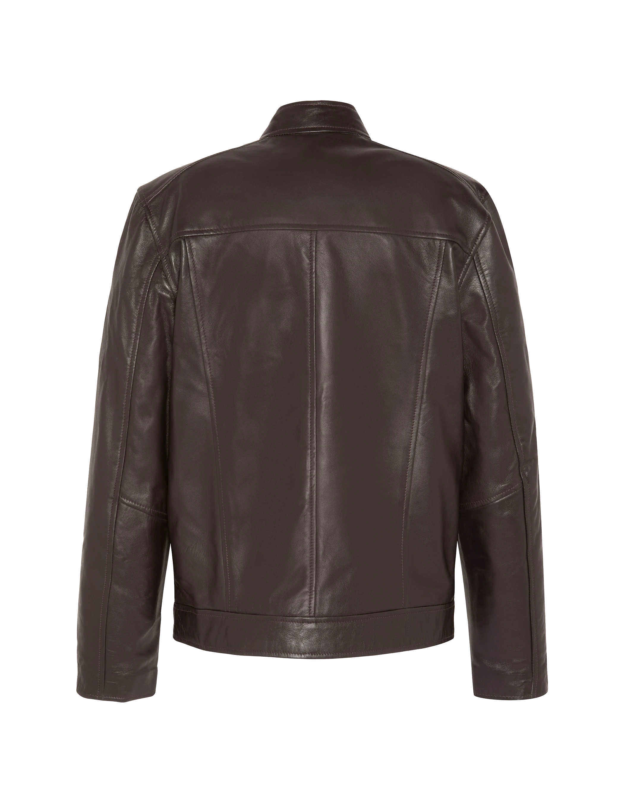 Blouson motard marron, cuir d'agneau-2