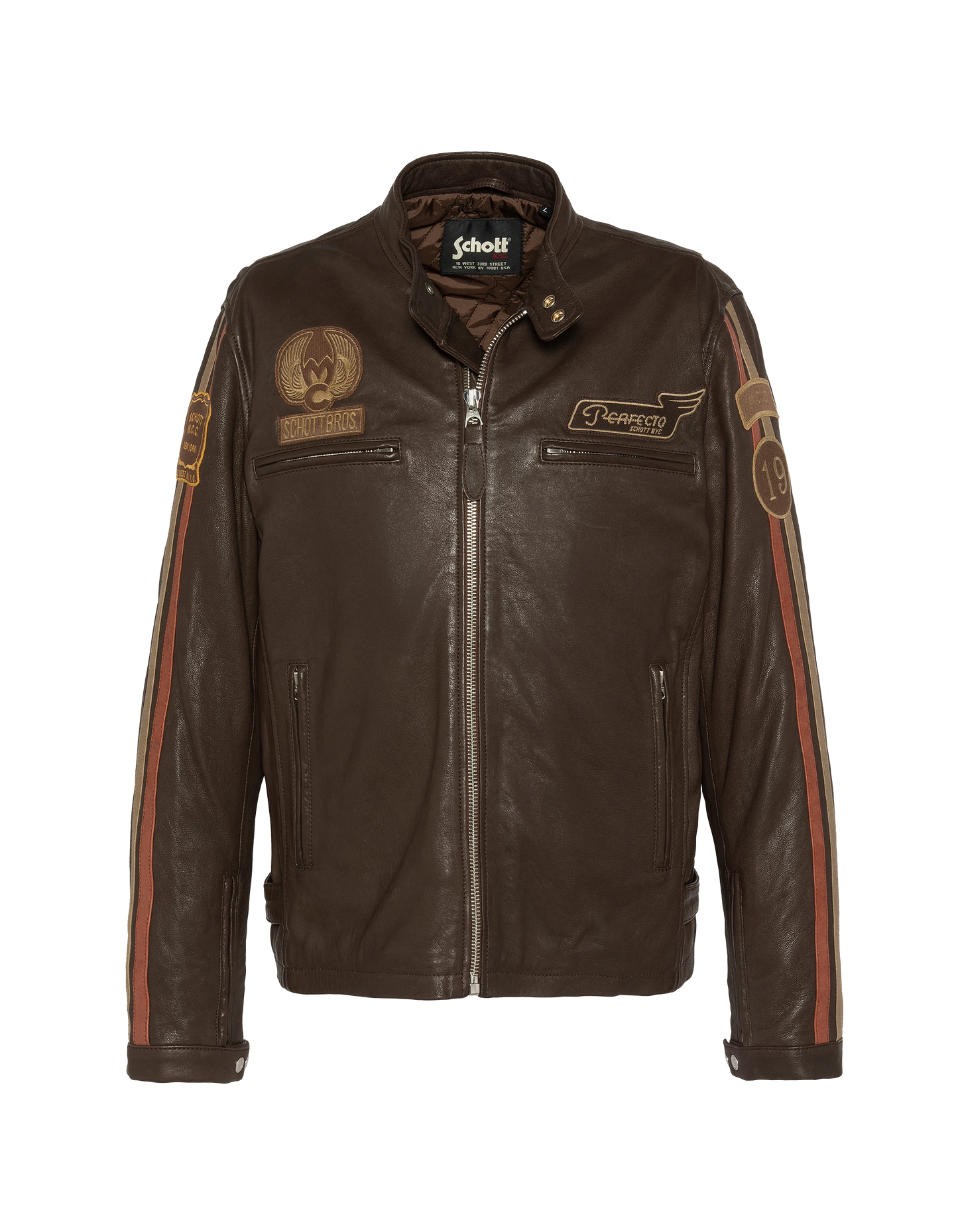 Brown biker jacket, lamb leather