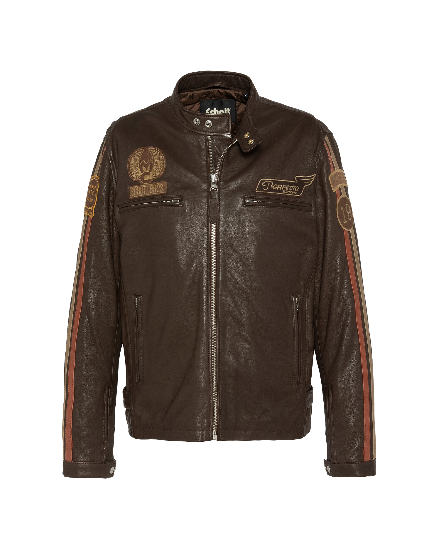 Brown biker jacket, lamb leather