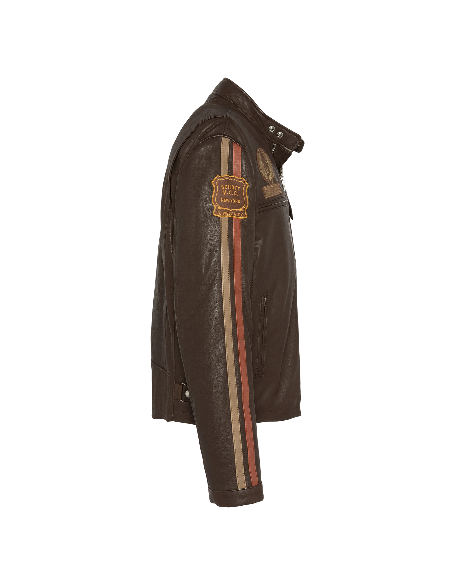 Brown biker jacket, lamb leather