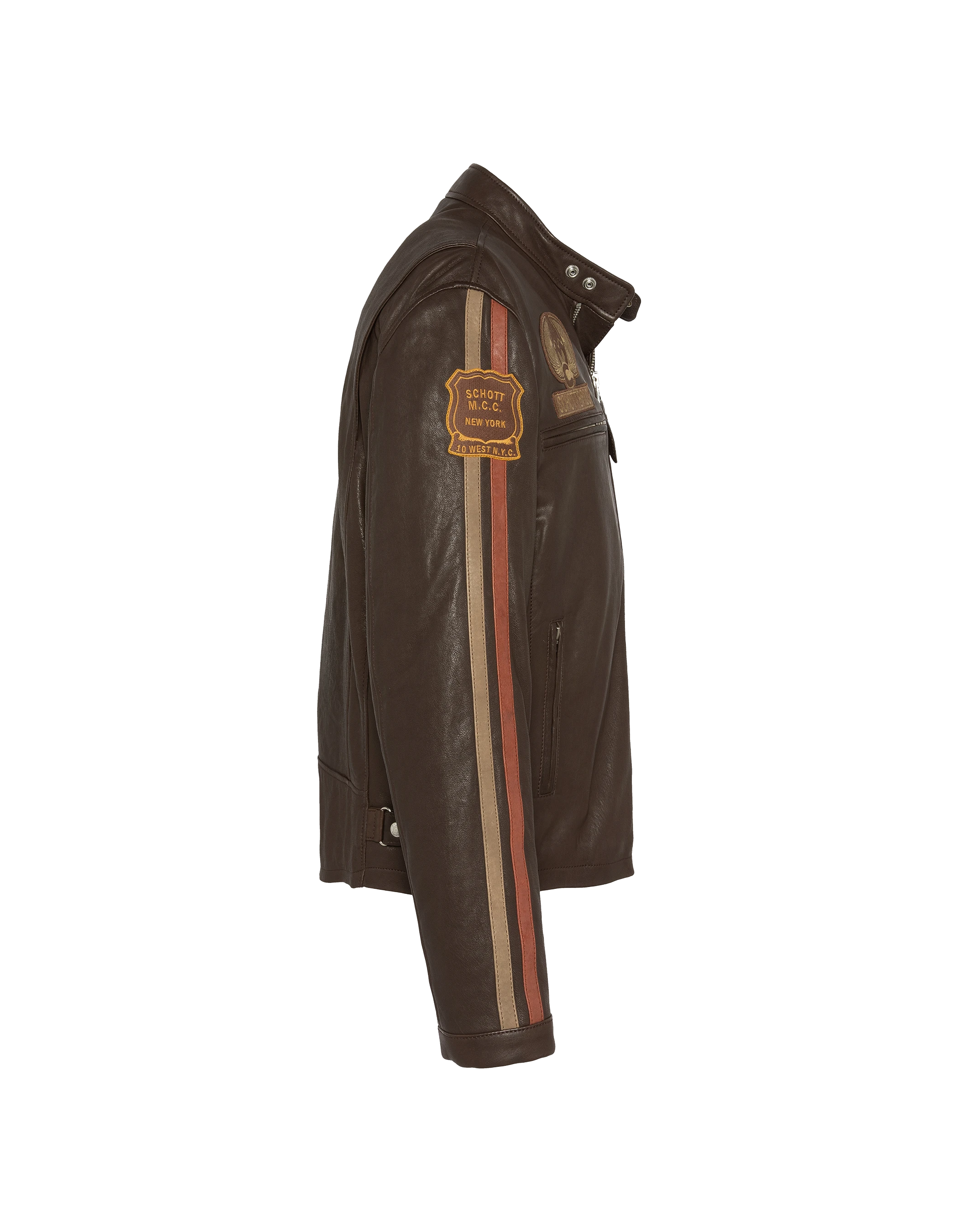 Brown biker jacket, lamb leather-8