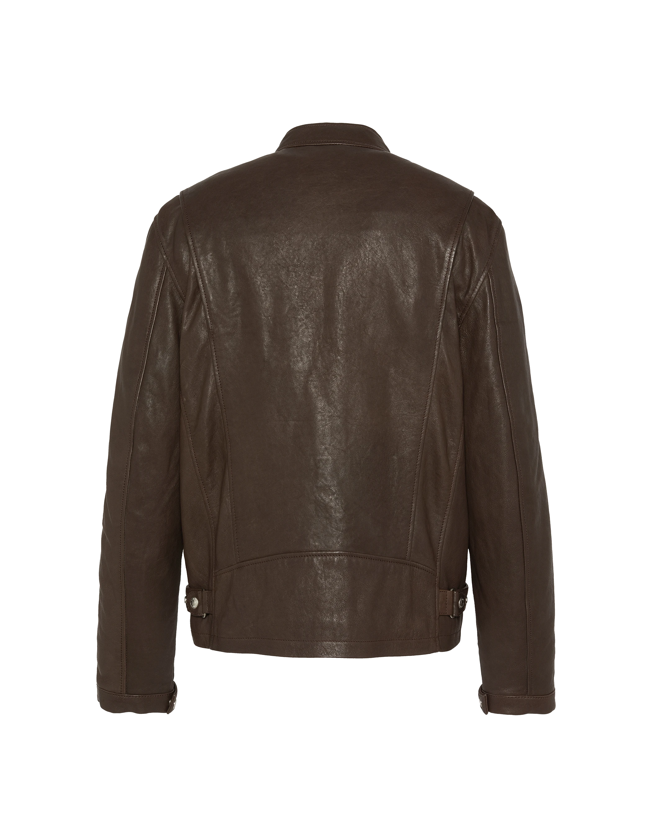 Brown biker jacket, lamb leather-10