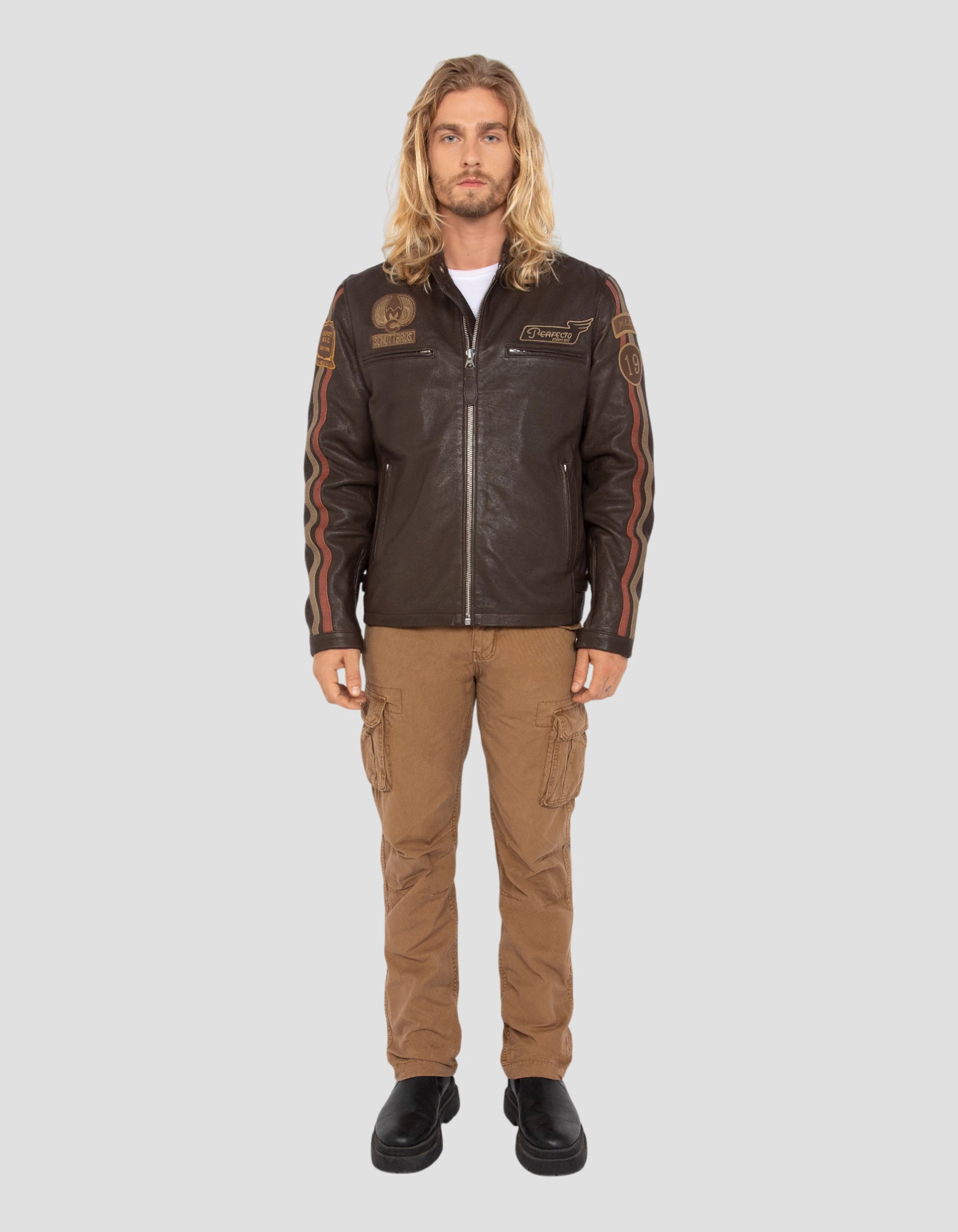 Brown biker jacket, lamb leather-1