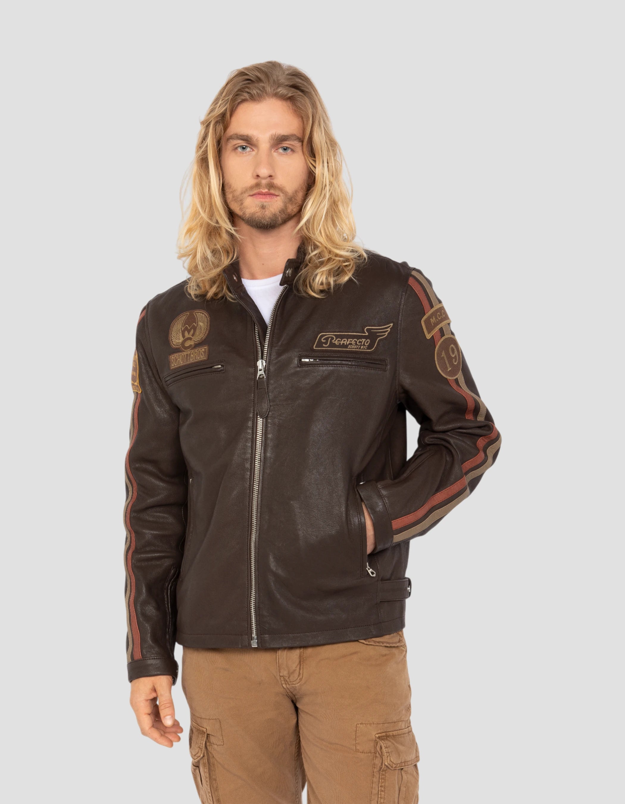 Brown biker jacket, lamb leather-3