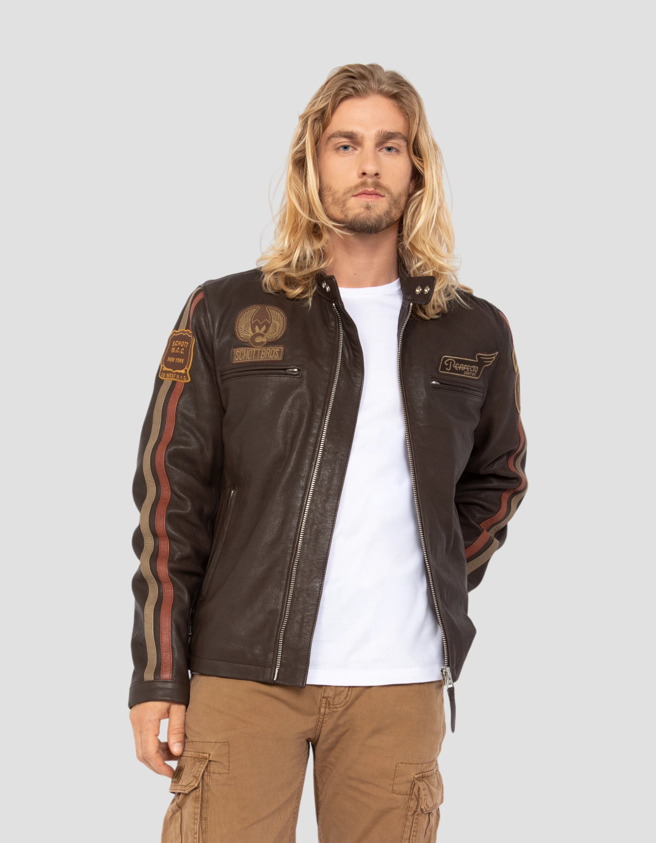 Brown biker jacket, lamb leather-4