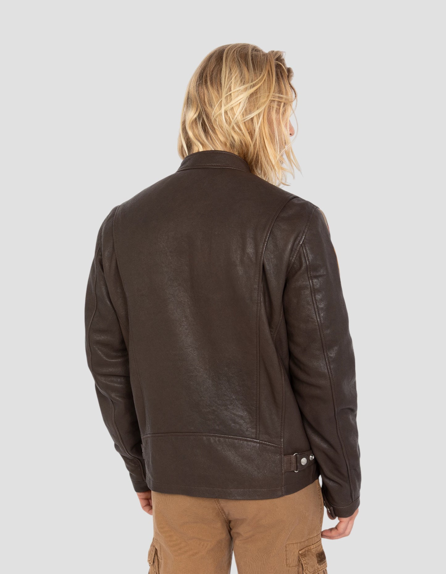 Brown biker jacket, lamb leather