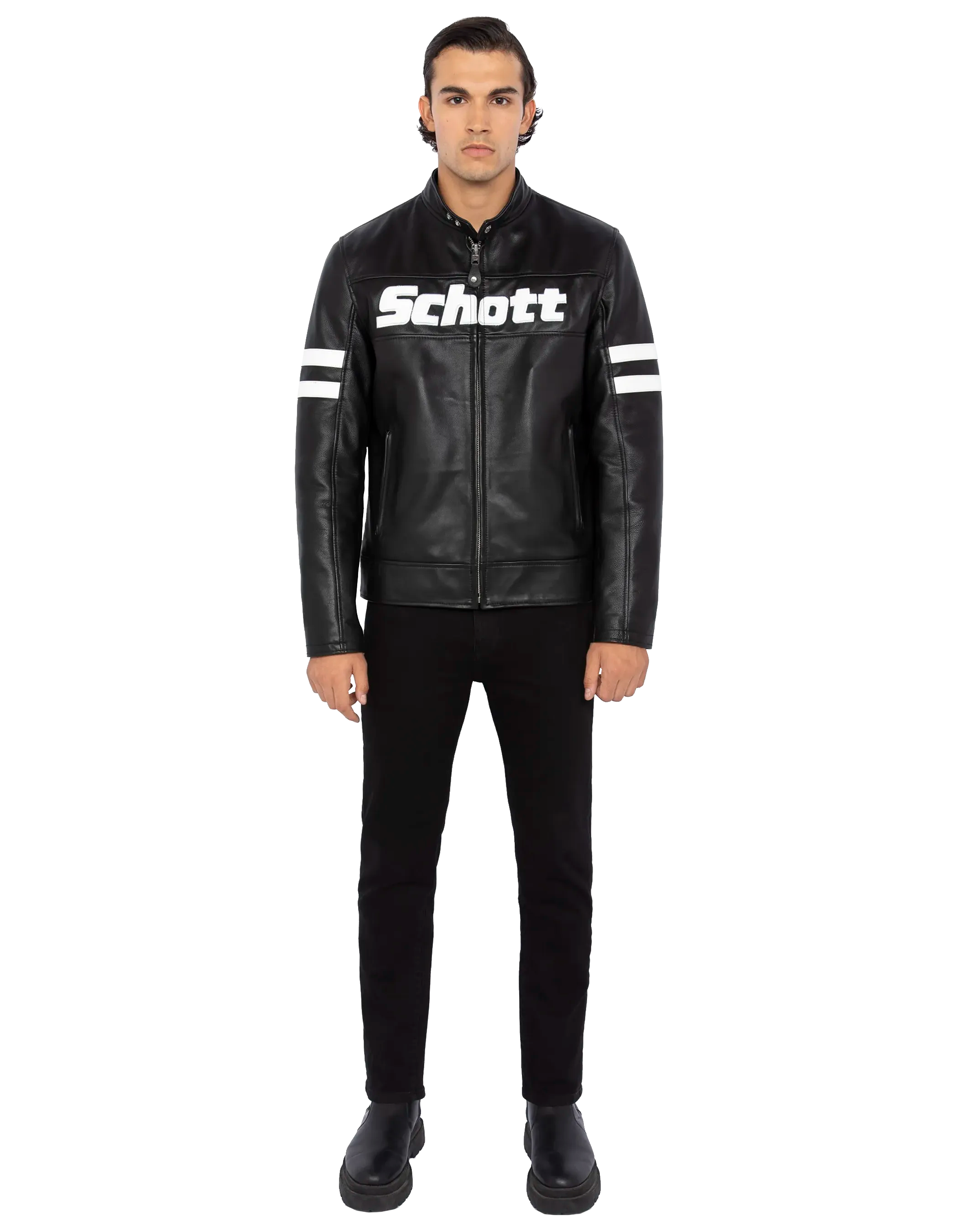 Black biker jacket, cowhide leather-1