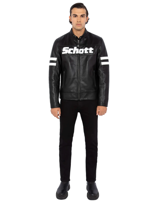 Black biker jacket, cowhide leather