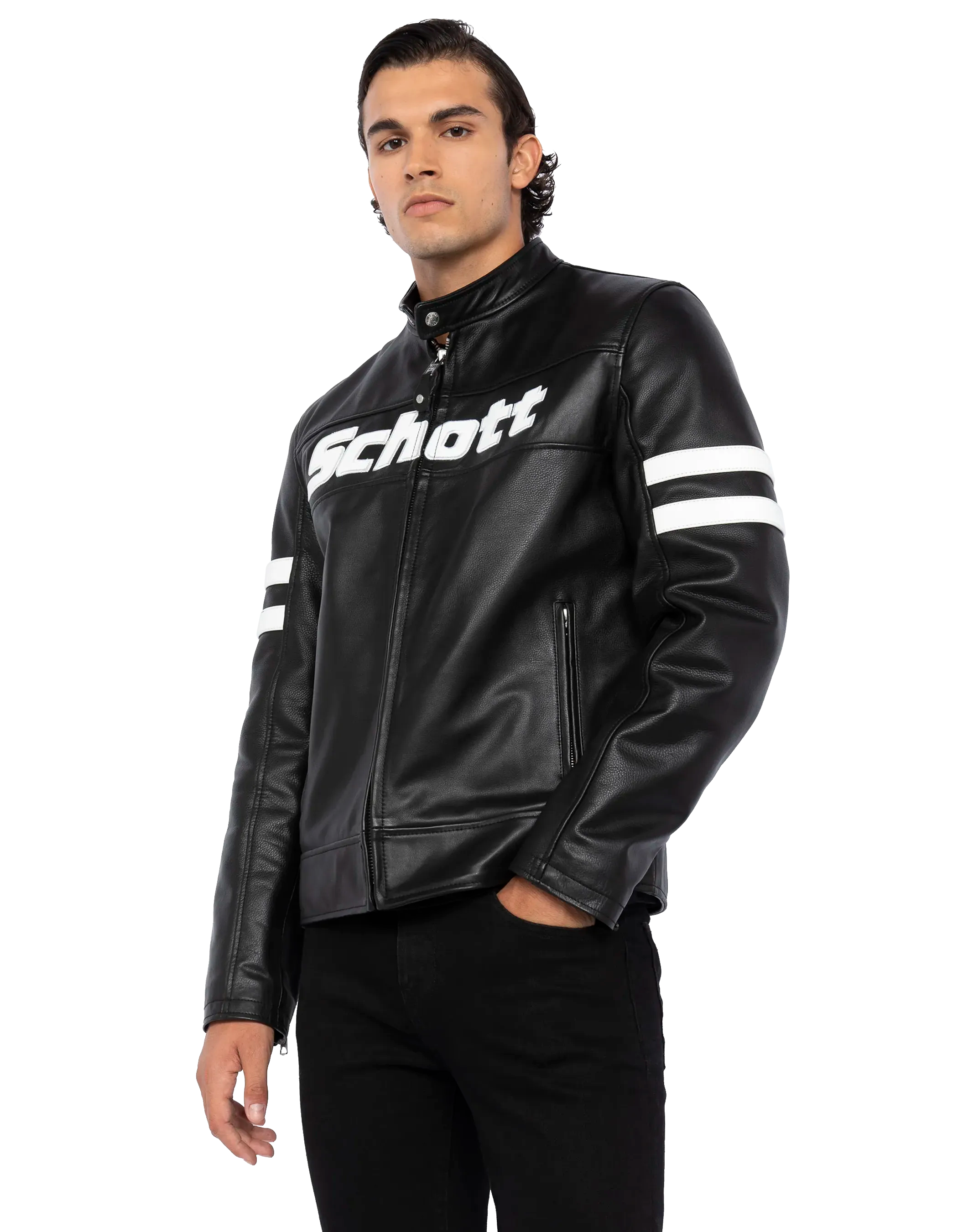 Black biker jacket, cowhide leather-3