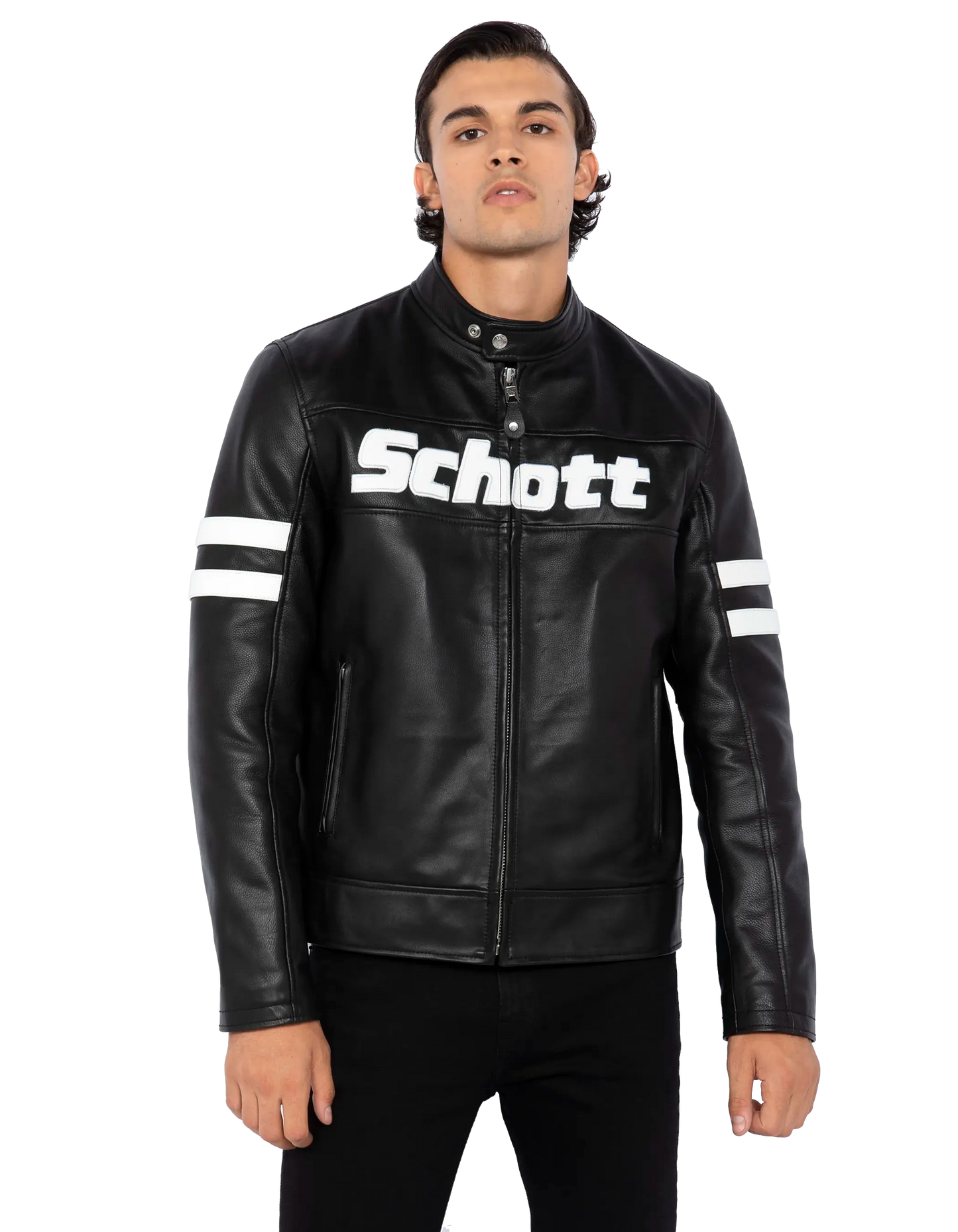Black biker jacket, cowhide leather