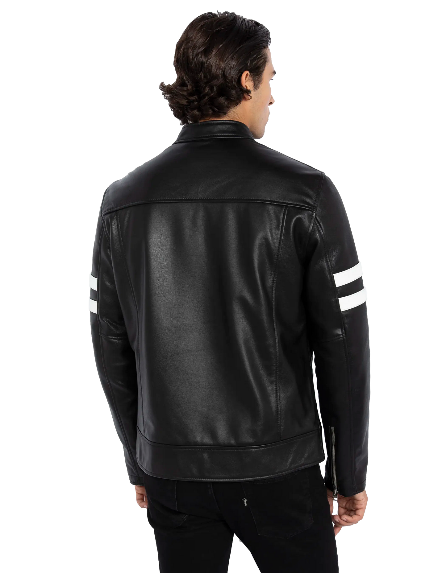 Black biker jacket, cowhide leather