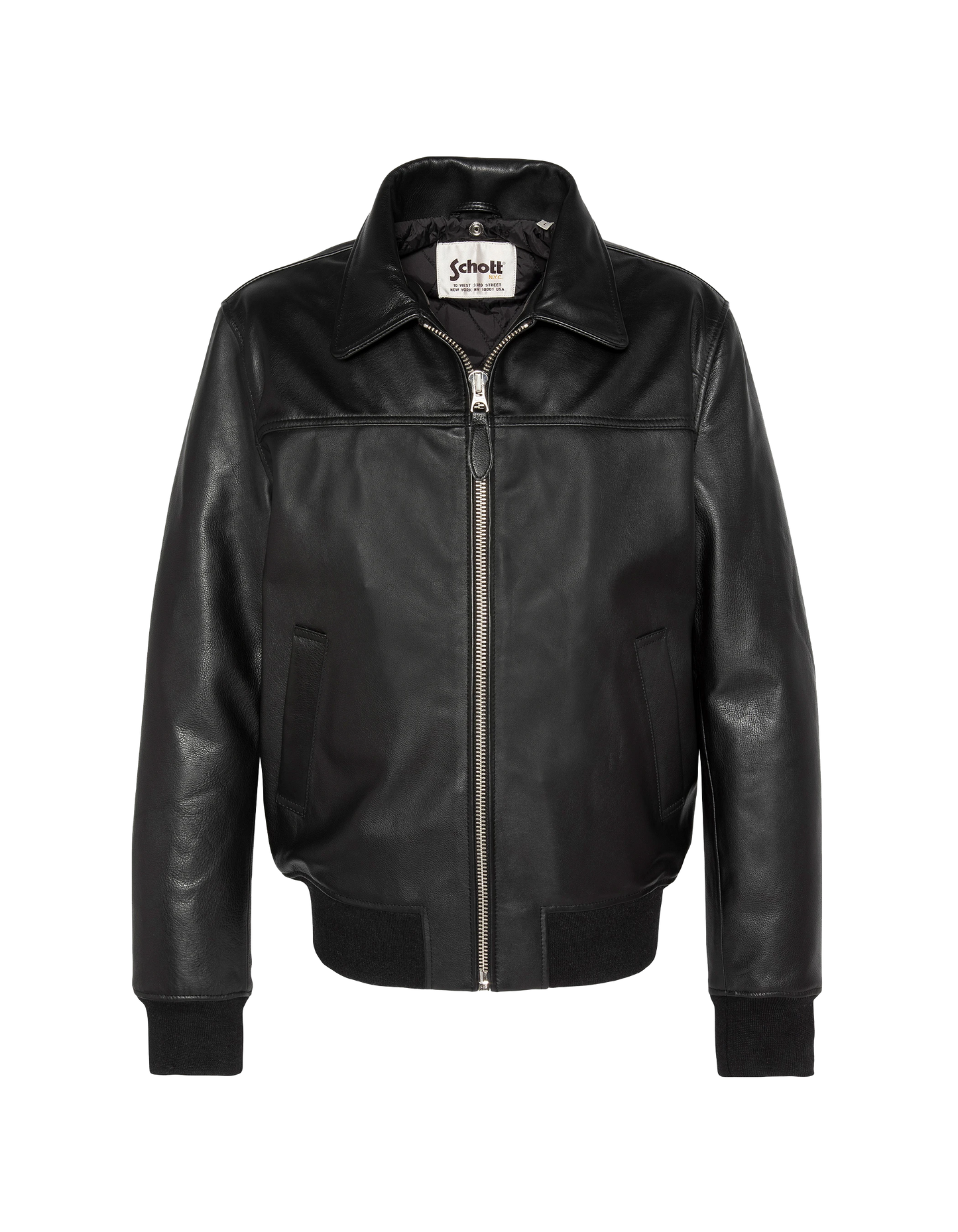 Giacca pilota nera con pecore rimovibile, pelle di mucca