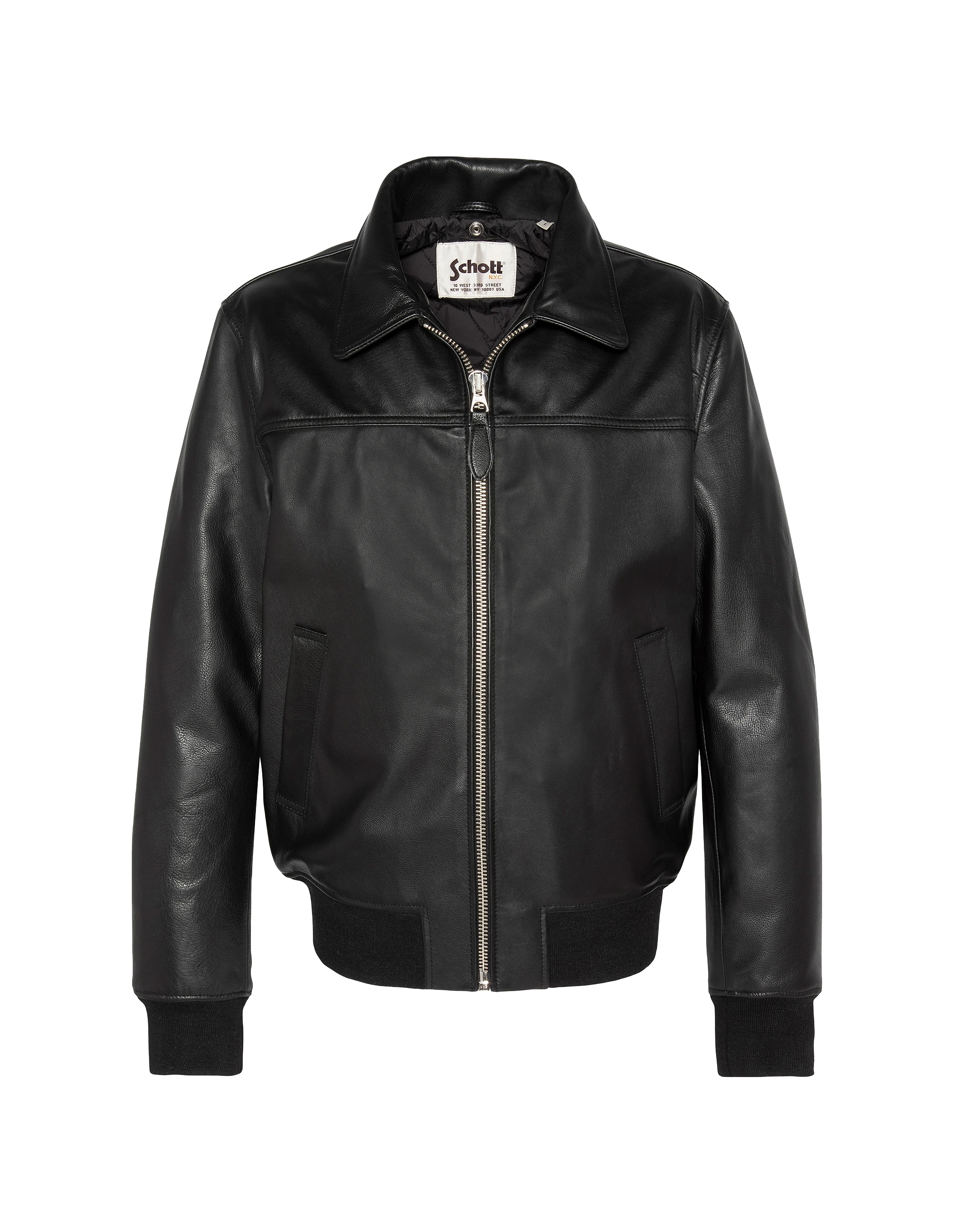 Giacca pilota nera con pecore rimovibile, pelle di mucca-5