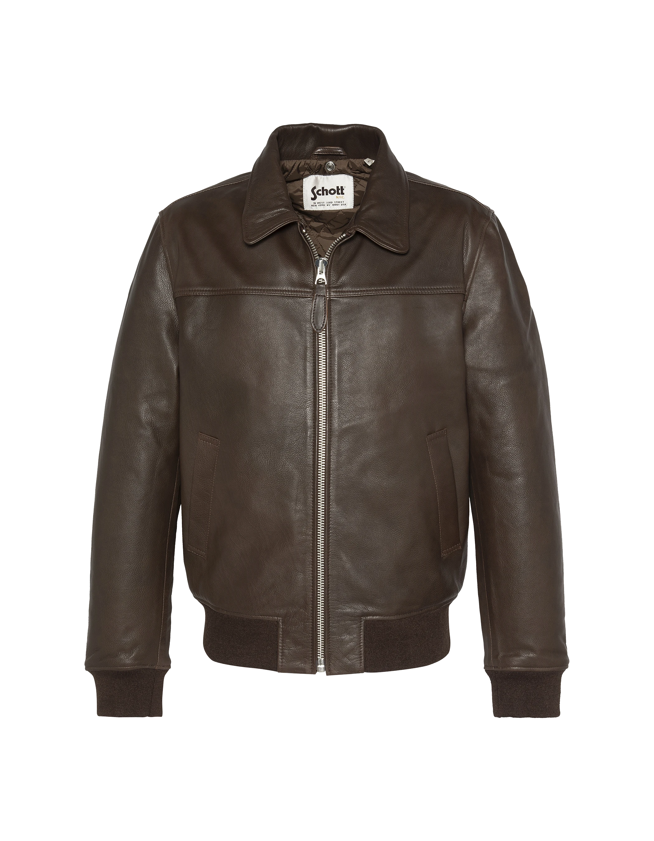 Giacca pilota marrone con pecore rimovibile, pelle di mucca-3