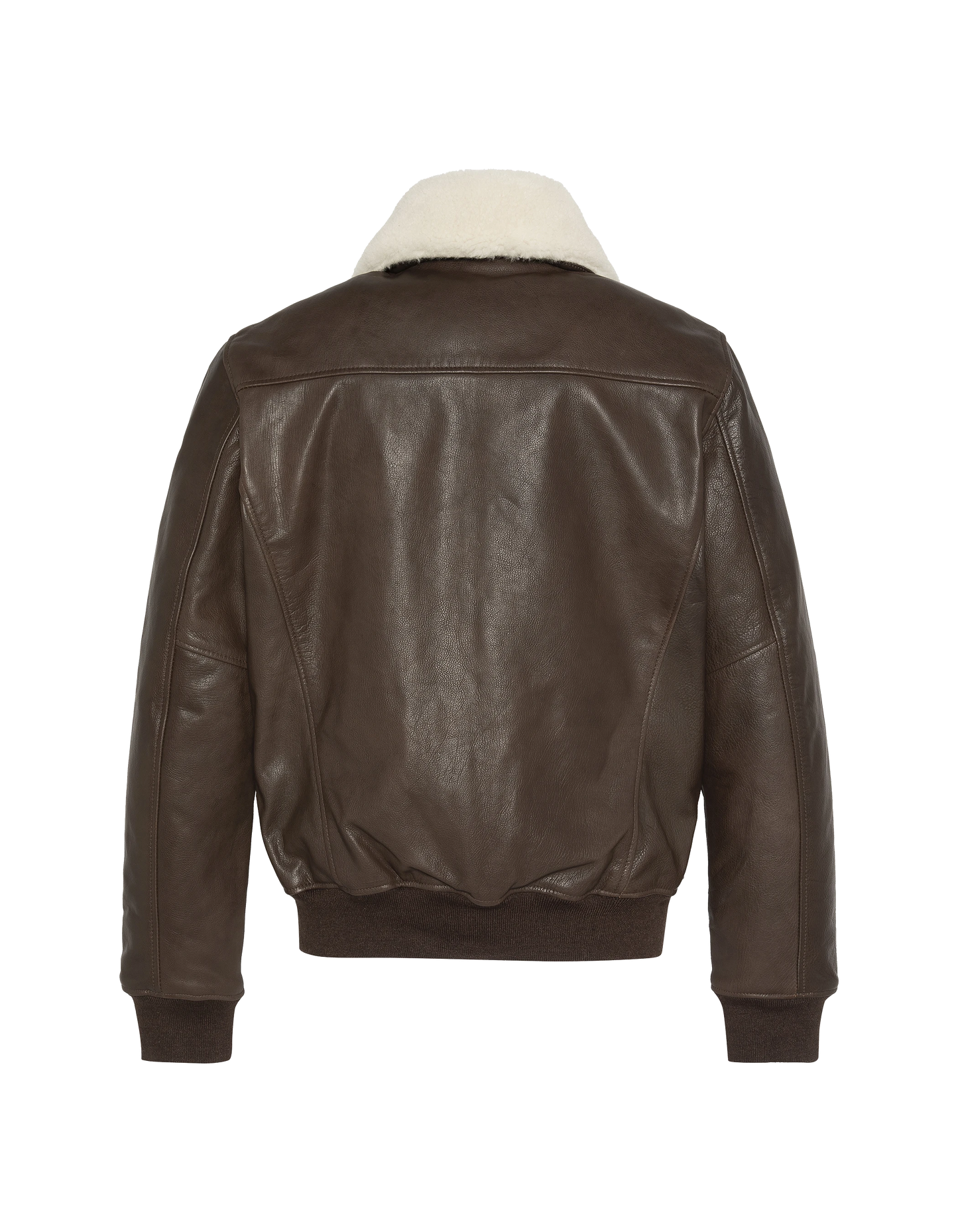 Giacca pilota marrone con pecore rimovibile, pelle di mucca