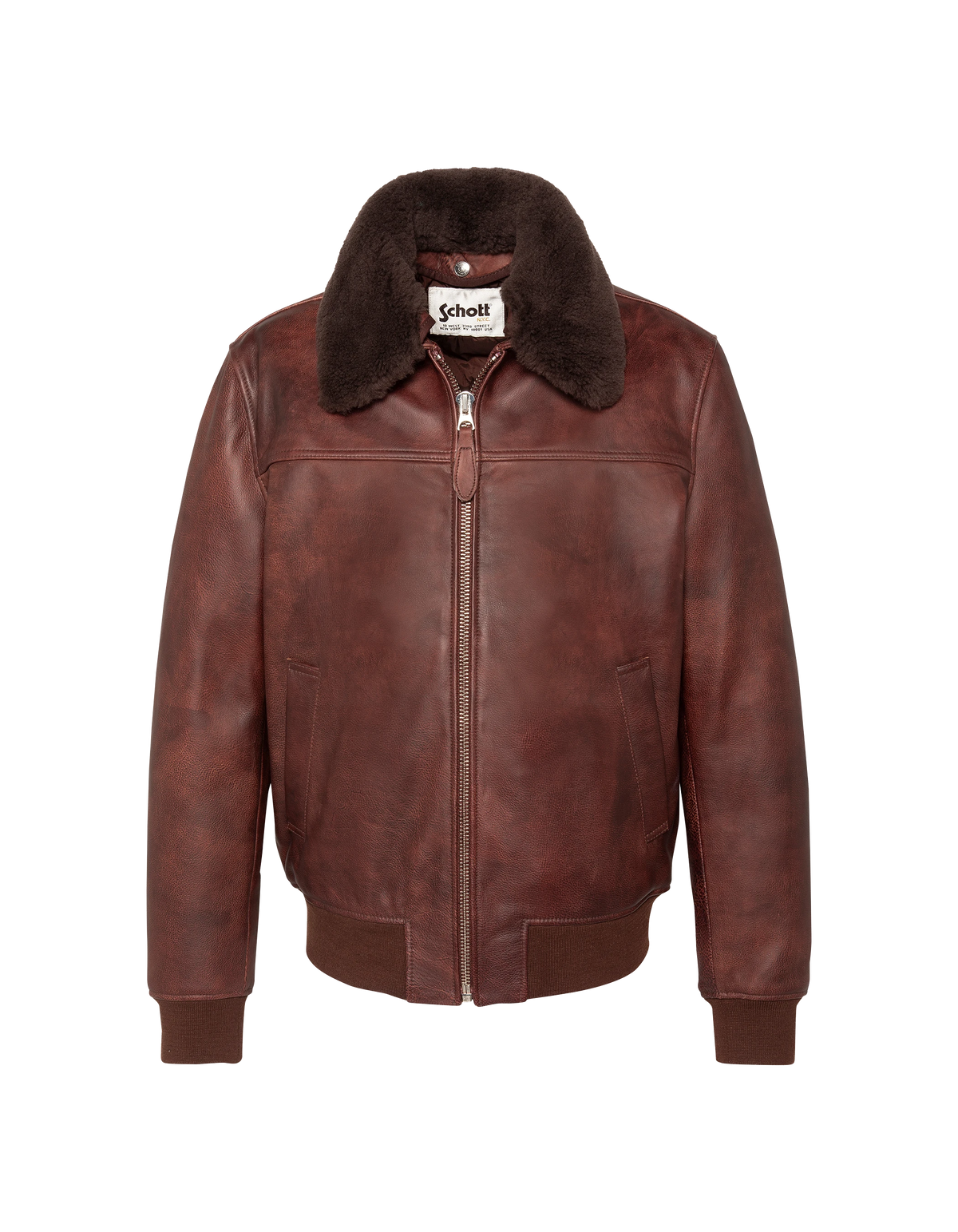 Blouson casual bordeaux effet vintage, cuir de vachette-2