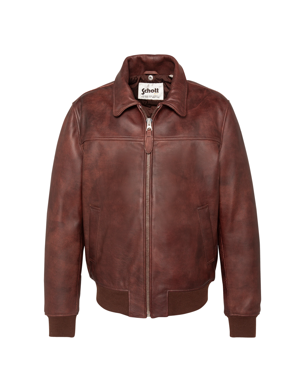 Blouson casual bordeaux effet vintage, cuir de vachette-7