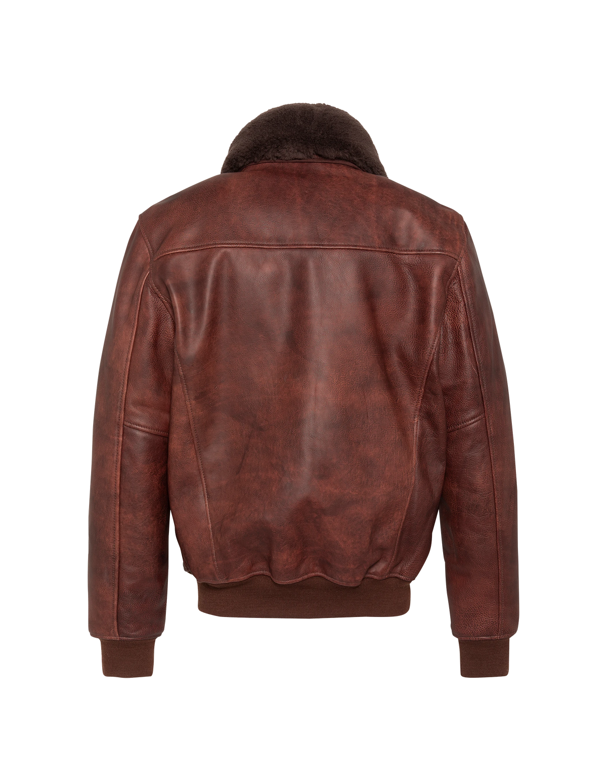 Blouson casual bordeaux effet vintage, cuir de vachette