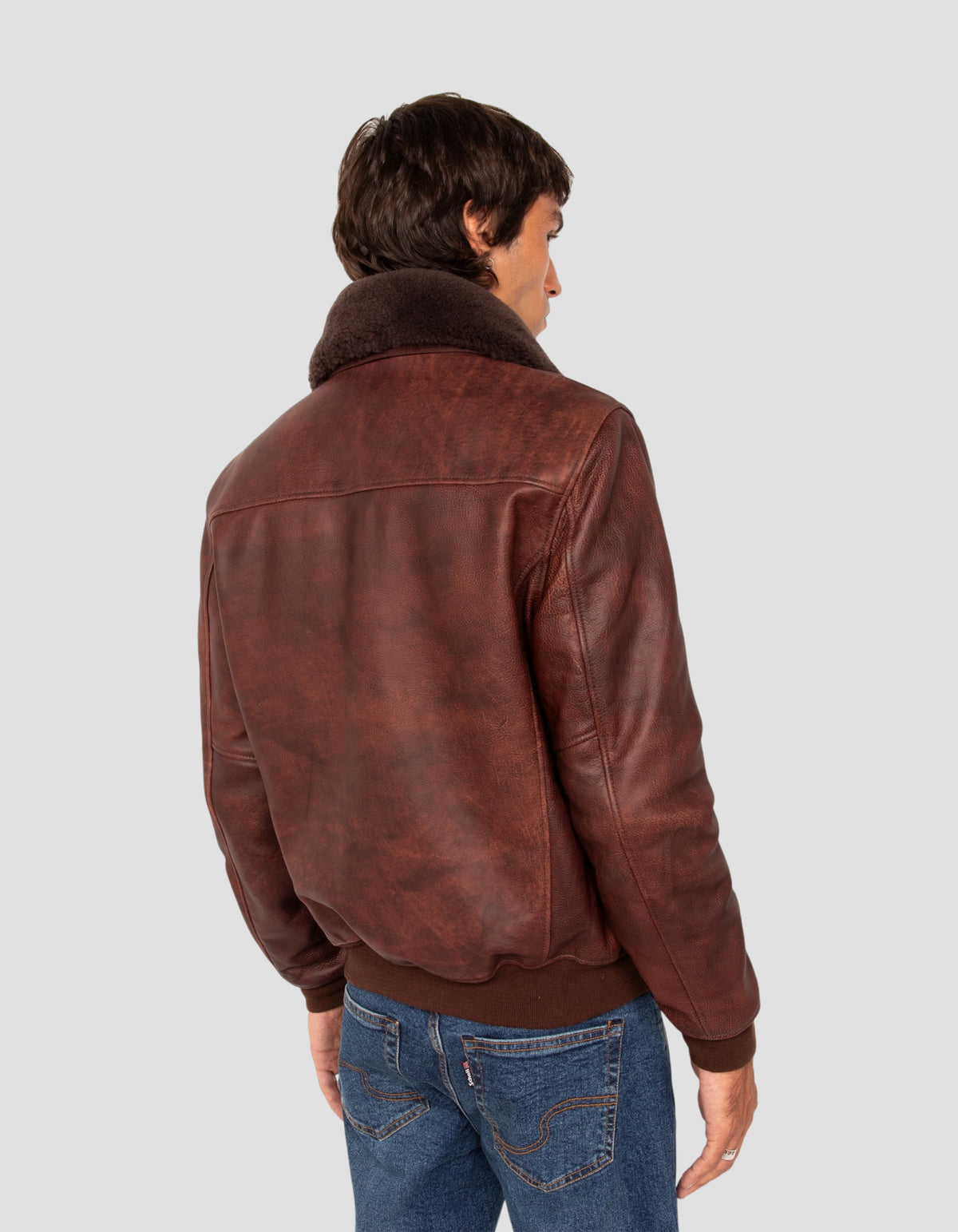 Blouson casual bordeaux effet vintage, cuir de vachette-6