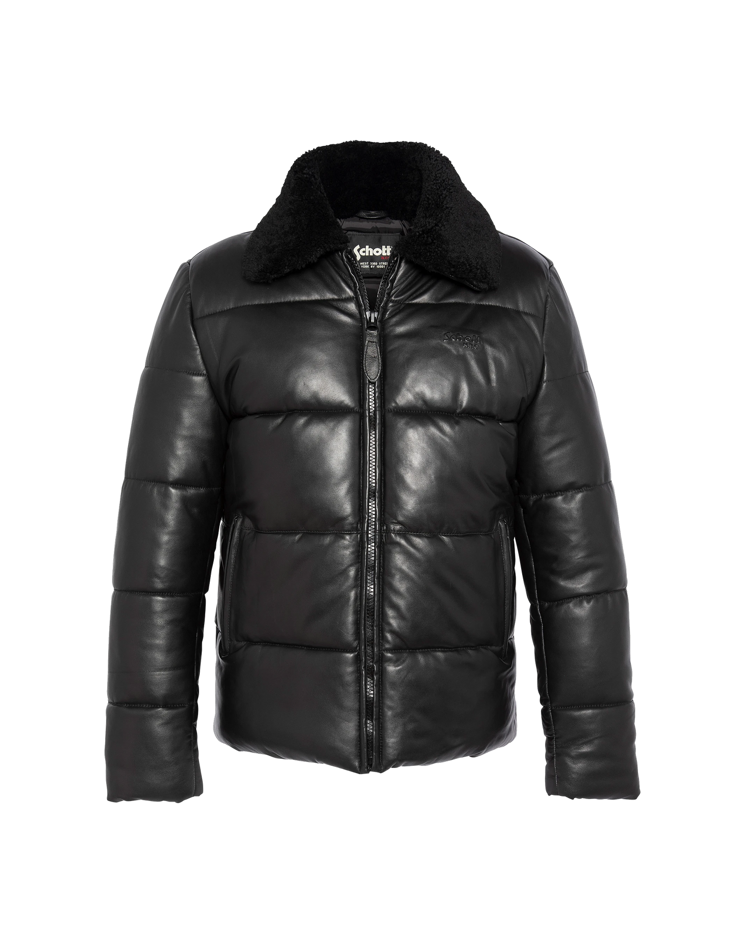 Doudoune noire urban, cuir d'agneau