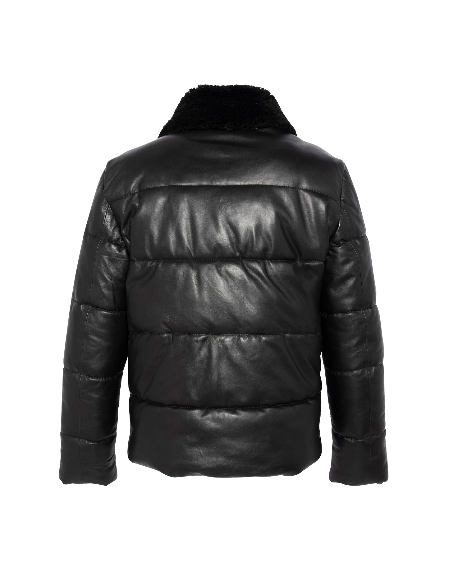 Doudoune noire urban, cuir d'agneau