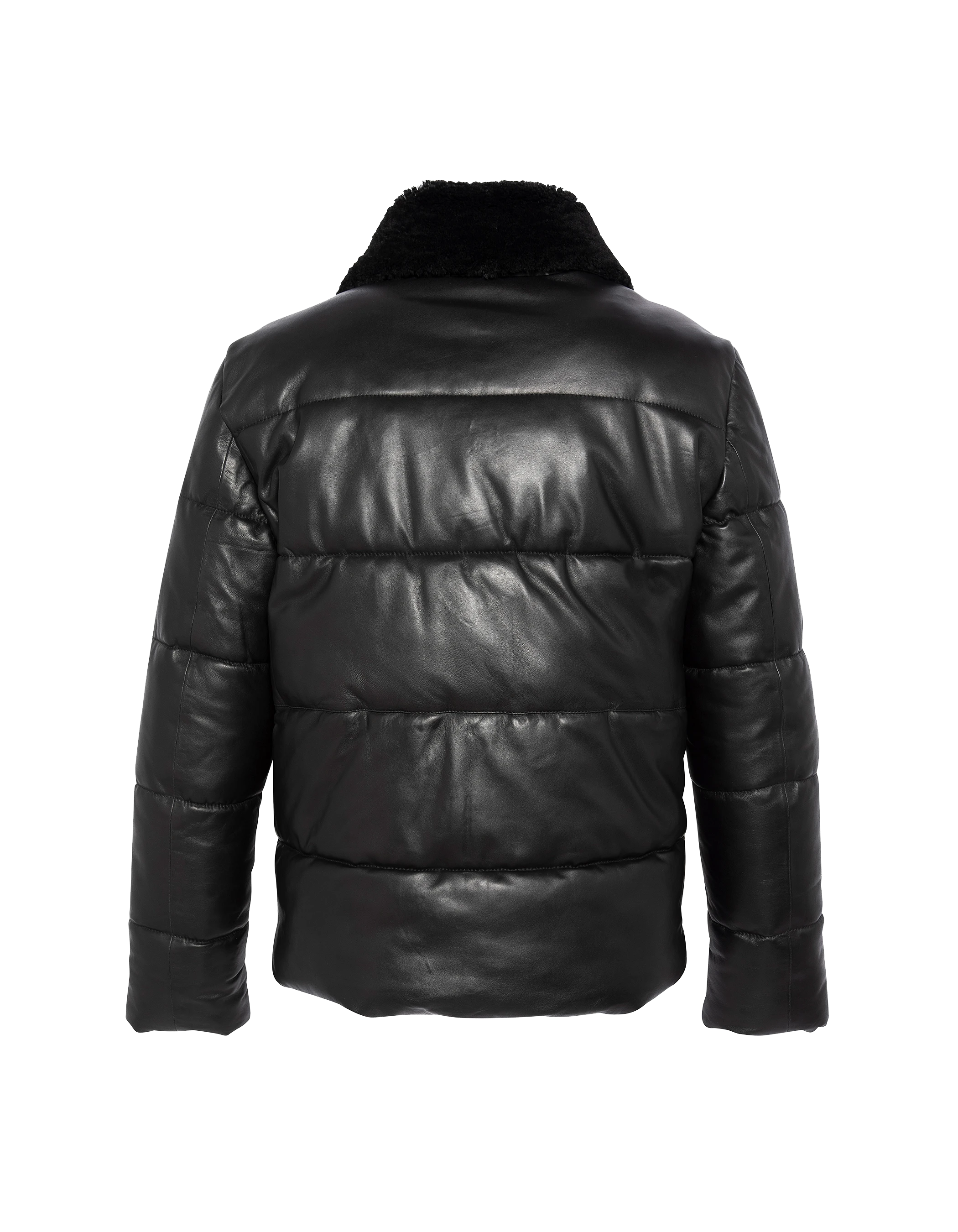 Doudoune noire urban, cuir d'agneau-7