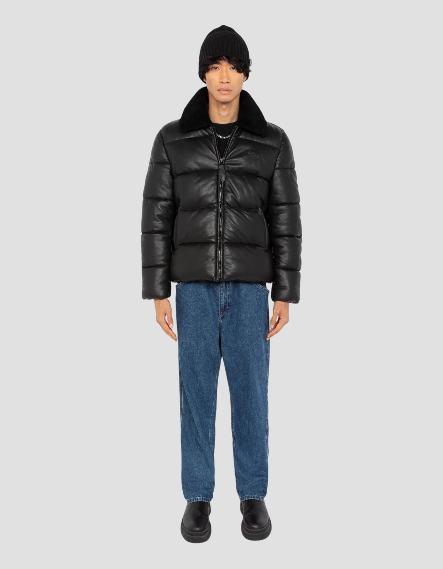 Urban black down jacket, lamb leather - lcoklahoma25 | Schott NYC® Urban black down jacket, lamb leather - lcoklahoma25 | Schott NYC®