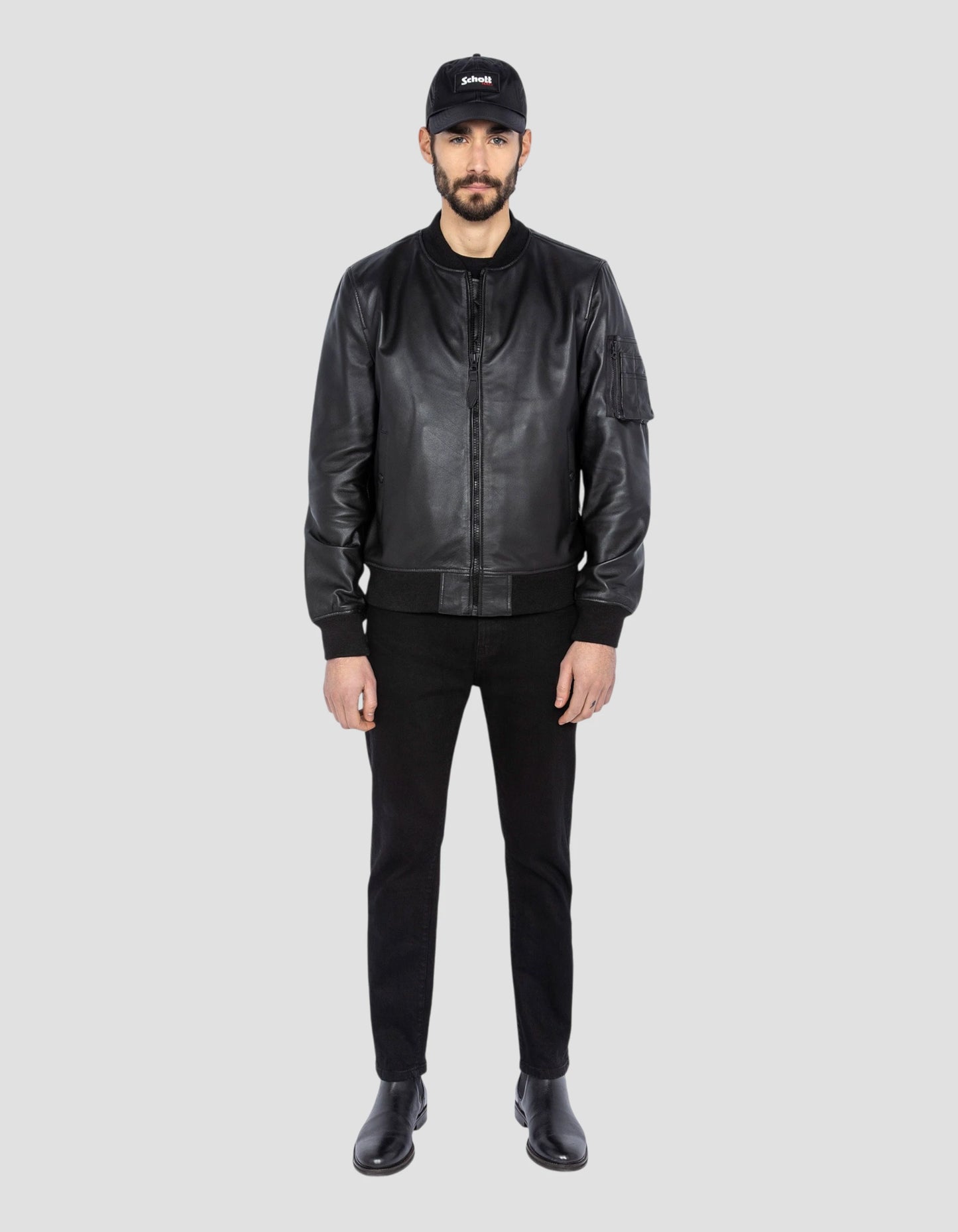 Bomber type Ma-1 black, lamb leather