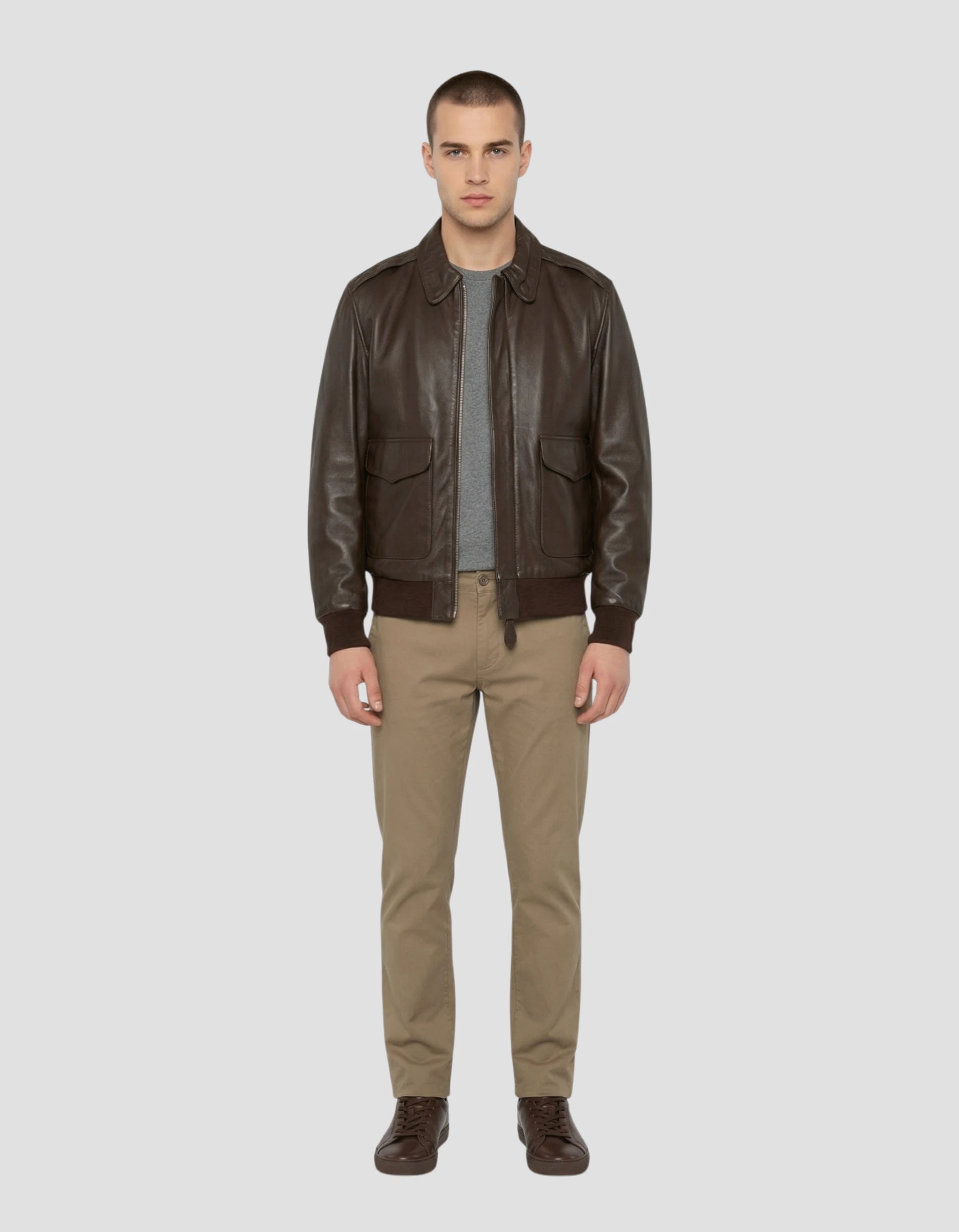 flight jacket brown, lambskin leather-1