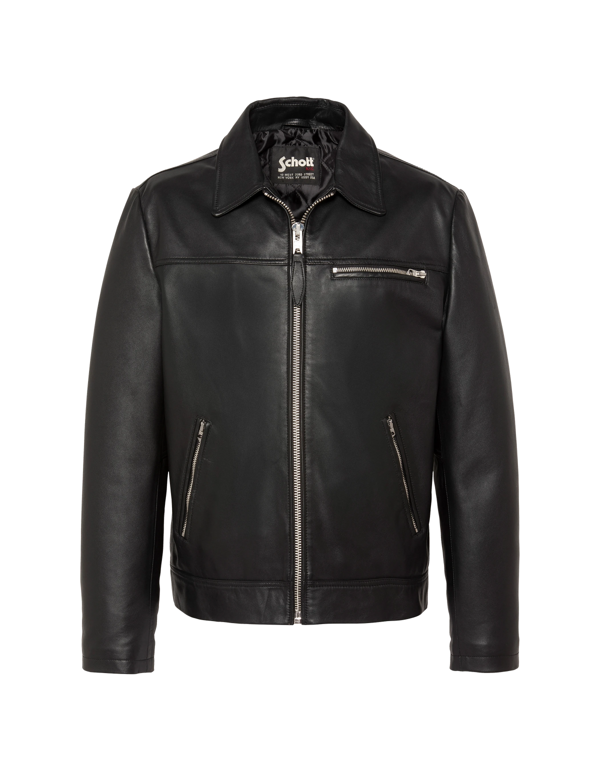 Blouson casual noir, cuir d'agneau-2