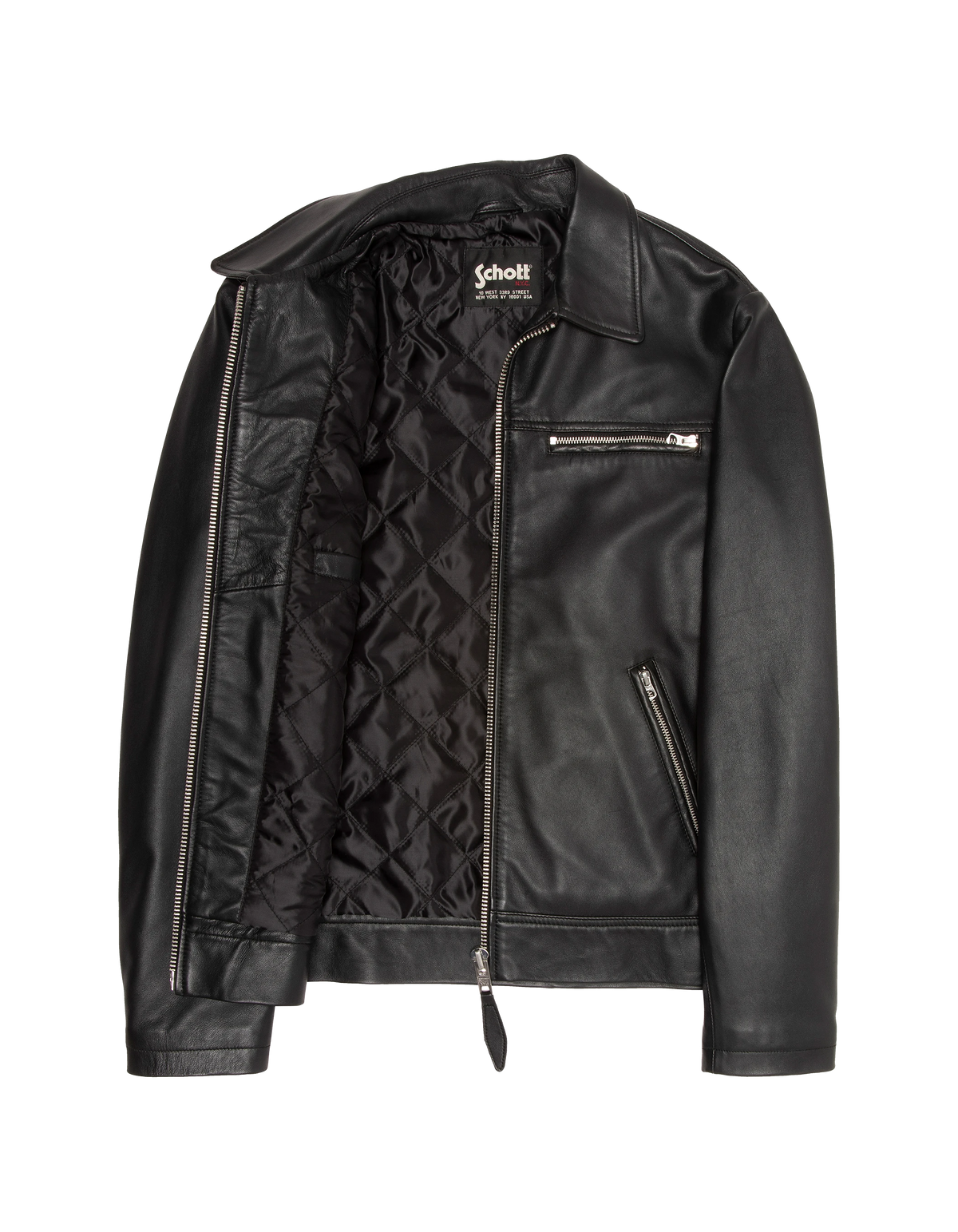 Blouson casual noir, cuir d'agneau
