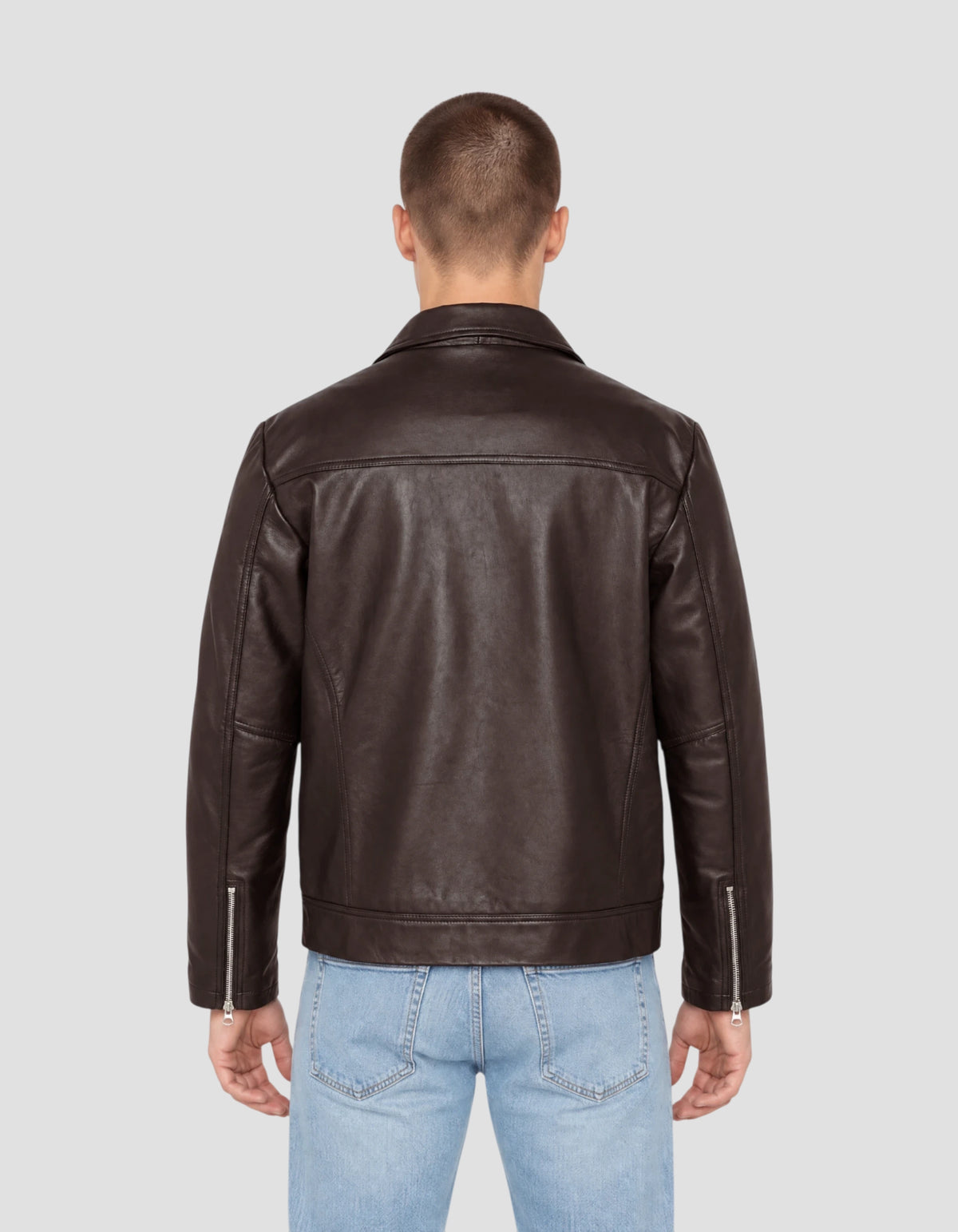 Blouson casual marron, cuir d'agneau-4