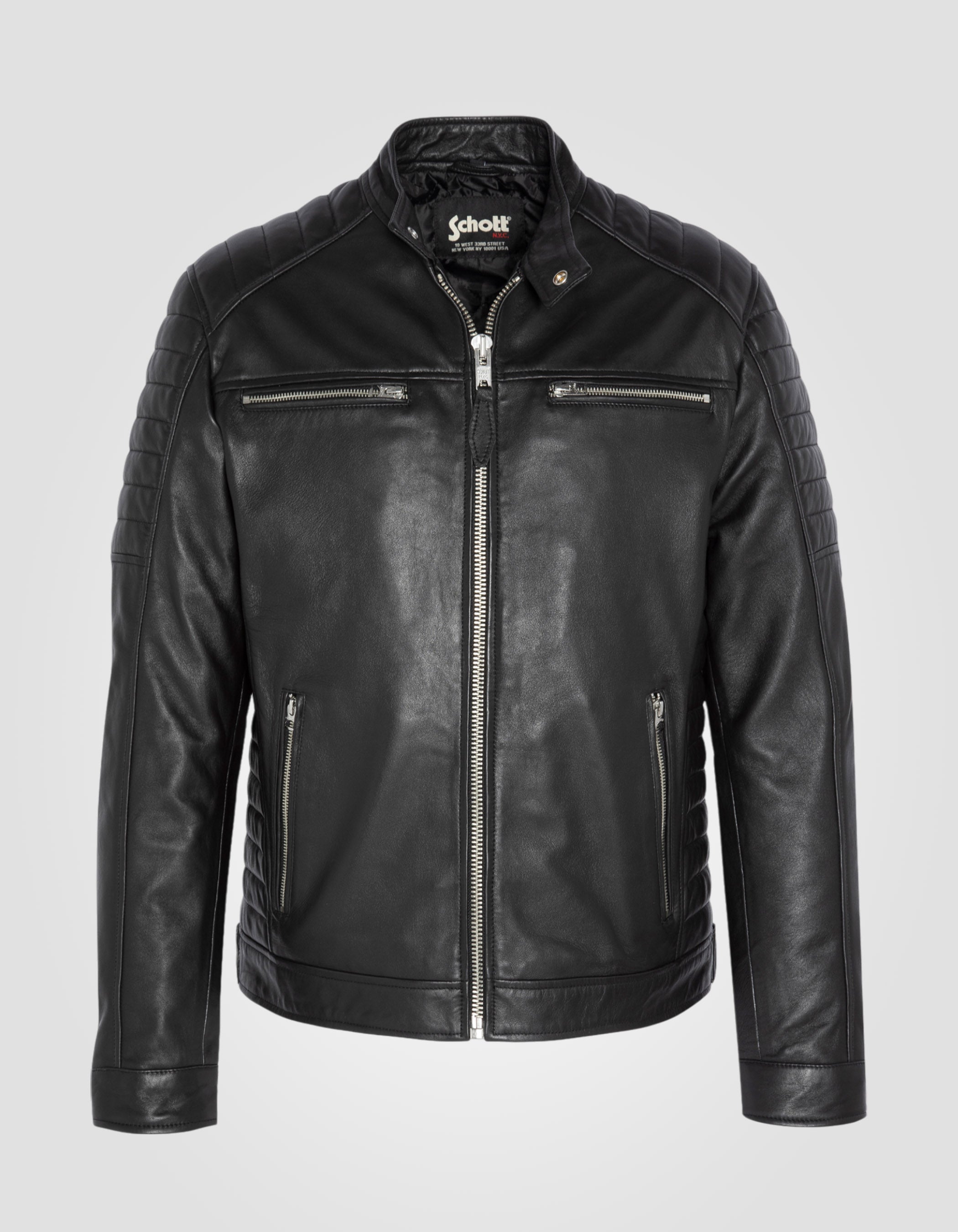 Schwarze Bikerjacke, Lammleder-2