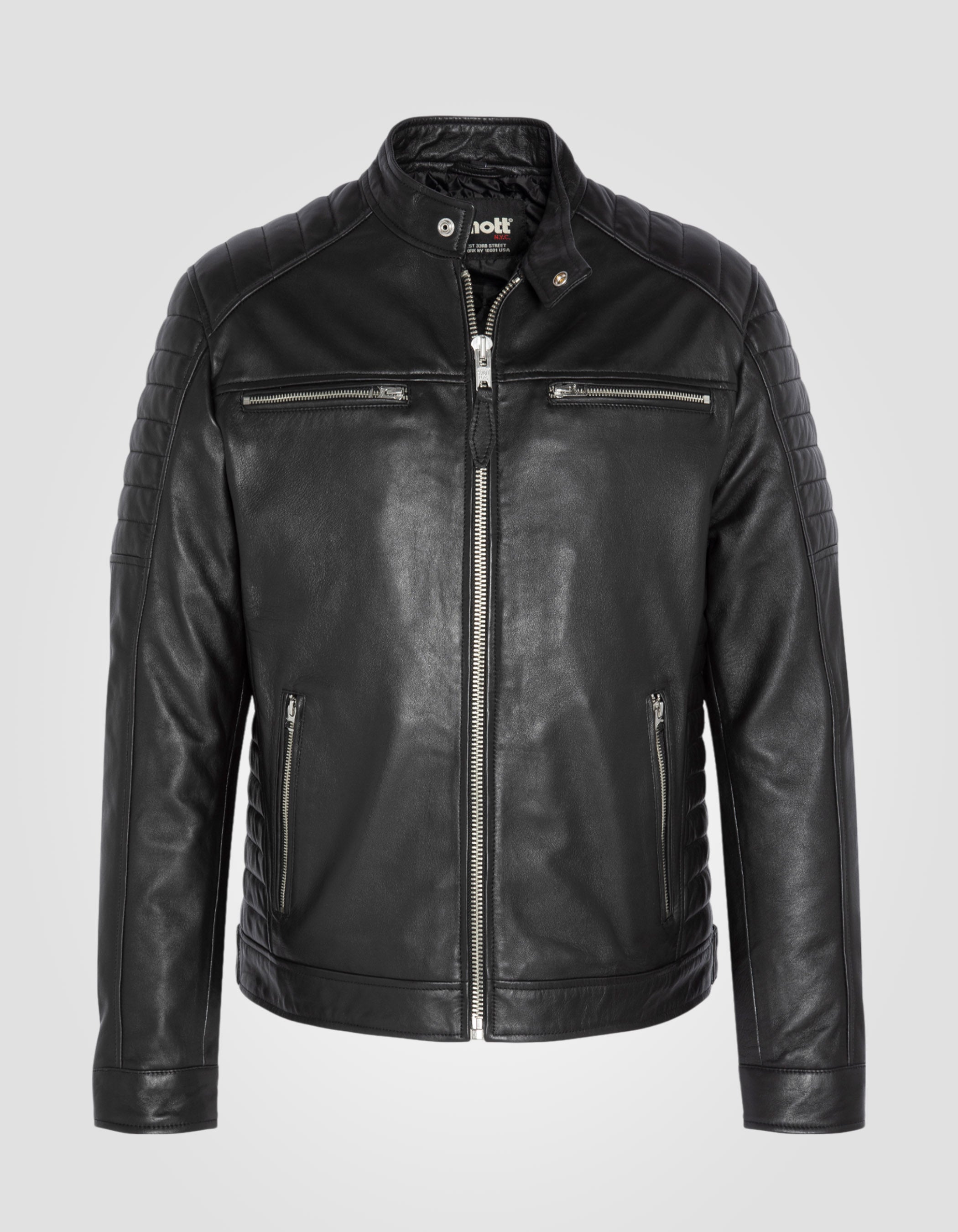 Schwarze Bikerjacke, Lammleder-7