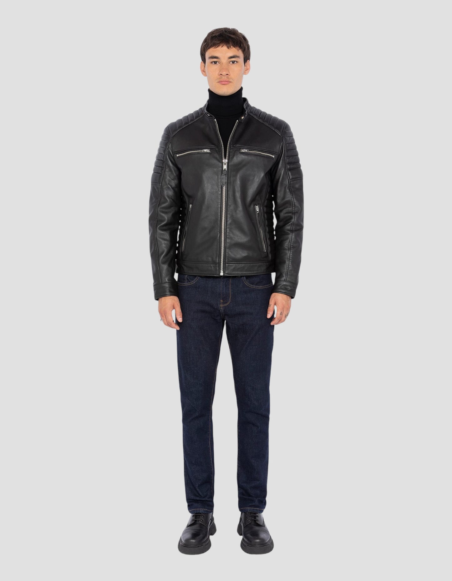 Black biker jacket, lamb leather - lcrock | Schott NYC® Black biker jacket, lamb leather - lcrock | Schott NYC®