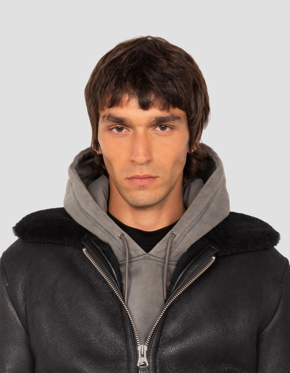 Blouson urban noir, mouton double face-5