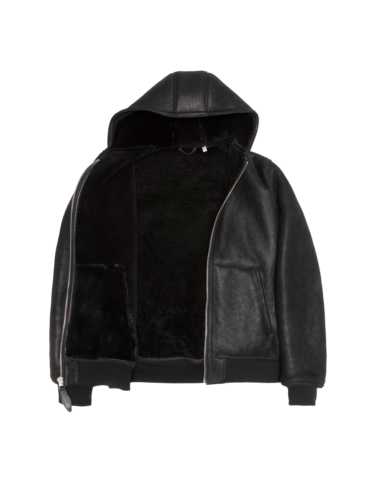 Blouson urban à capuche noir, mouton double face