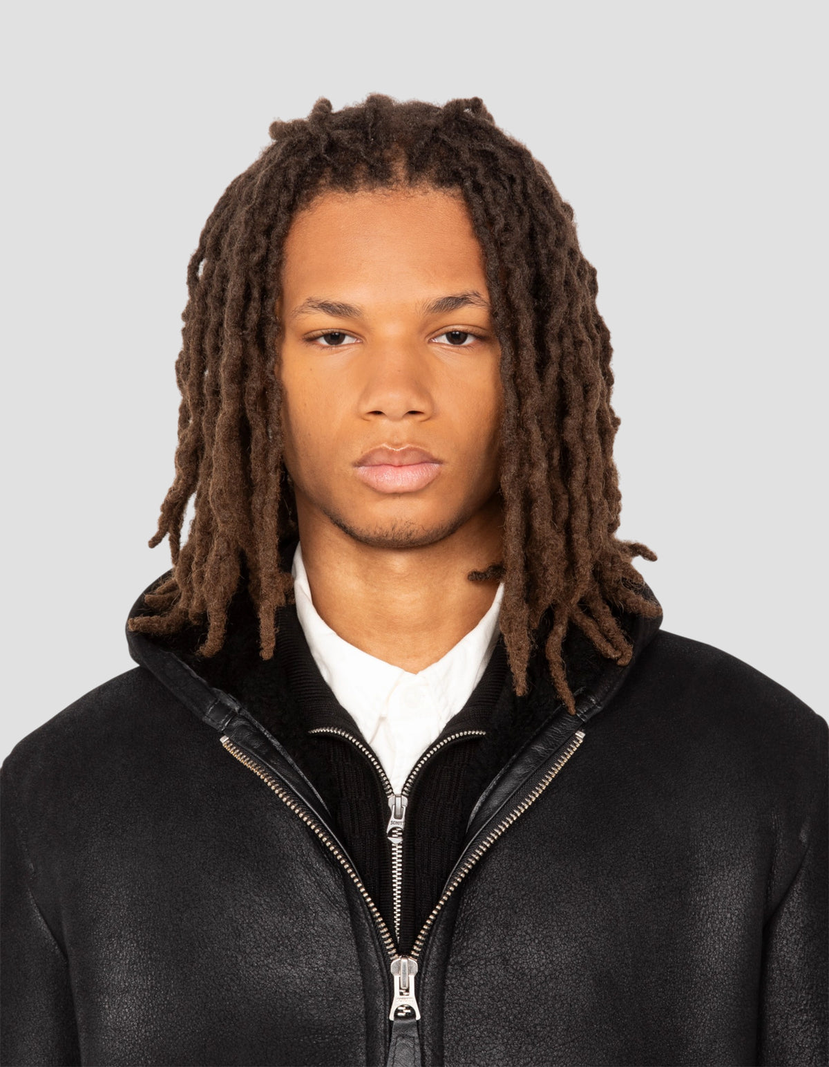 Blouson urban à capuche noir, mouton double face-6
