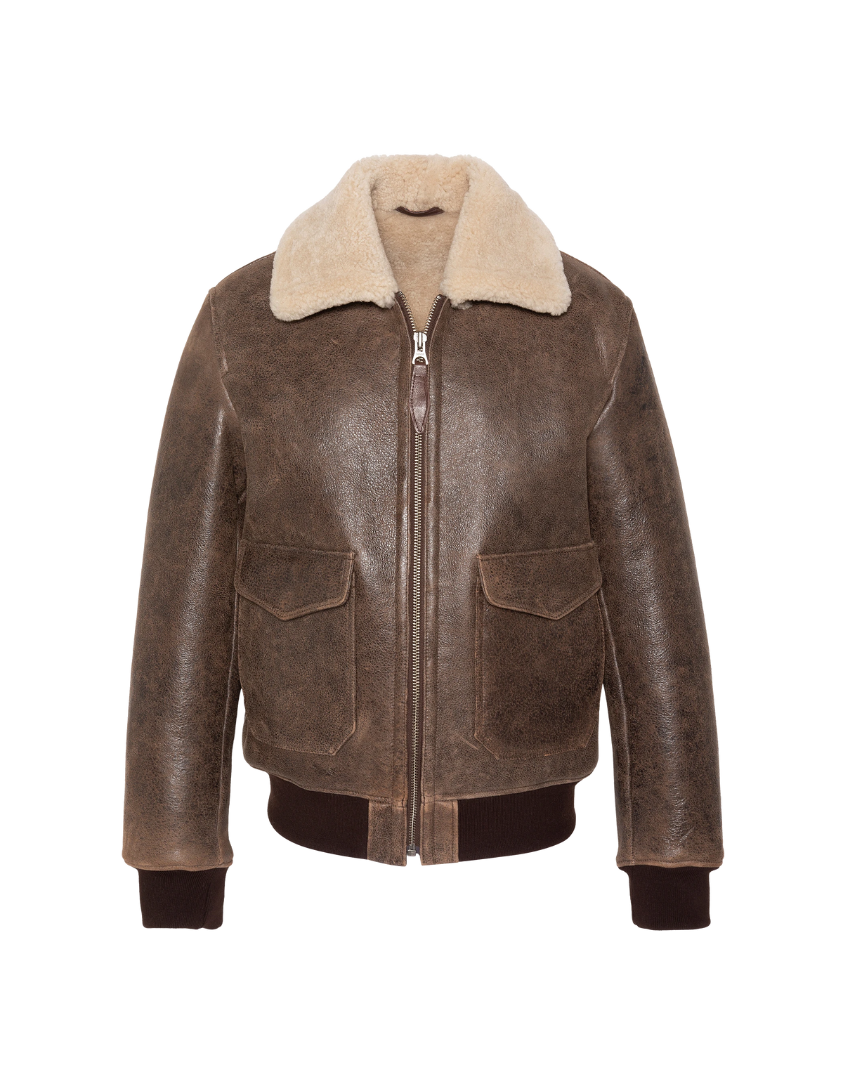flight jacket brown, double face sheepskin-2