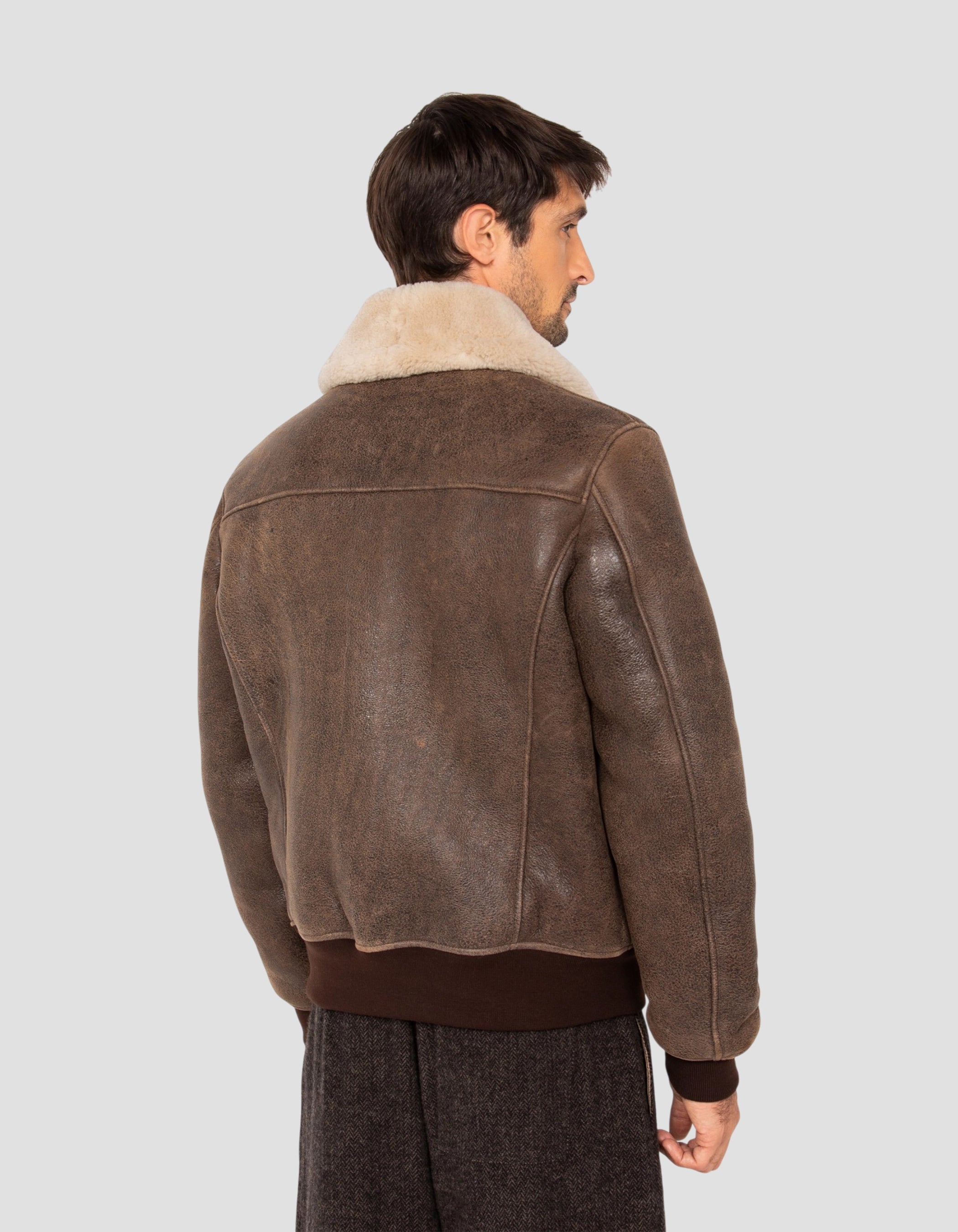 flight jacket brown, double face sheepskin-6