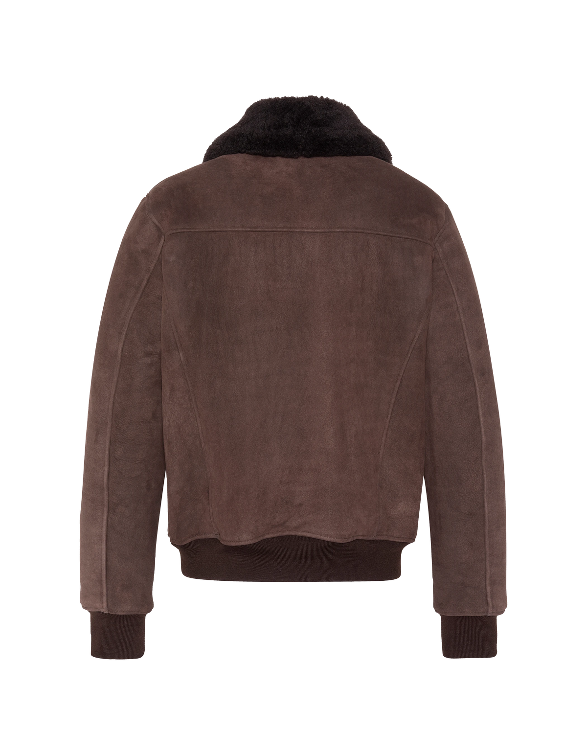 Blouson casual marron, mouton double face suédé-8