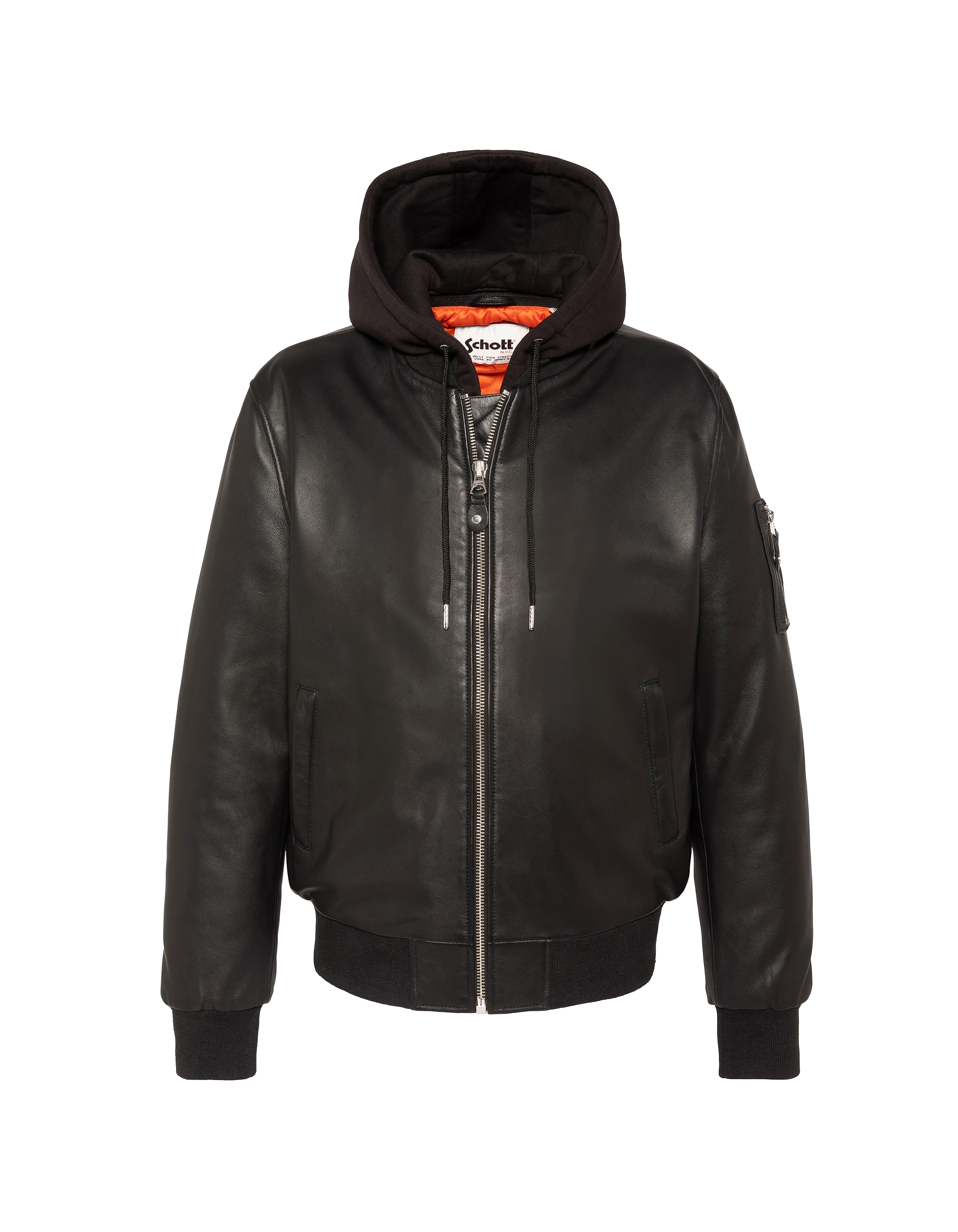 Black bomber jacket type MA-1, lambskin leather-2