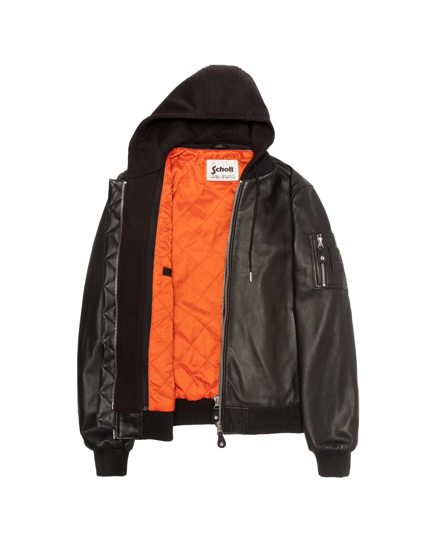 Black bomber jacket type MA-1, lambskin leather