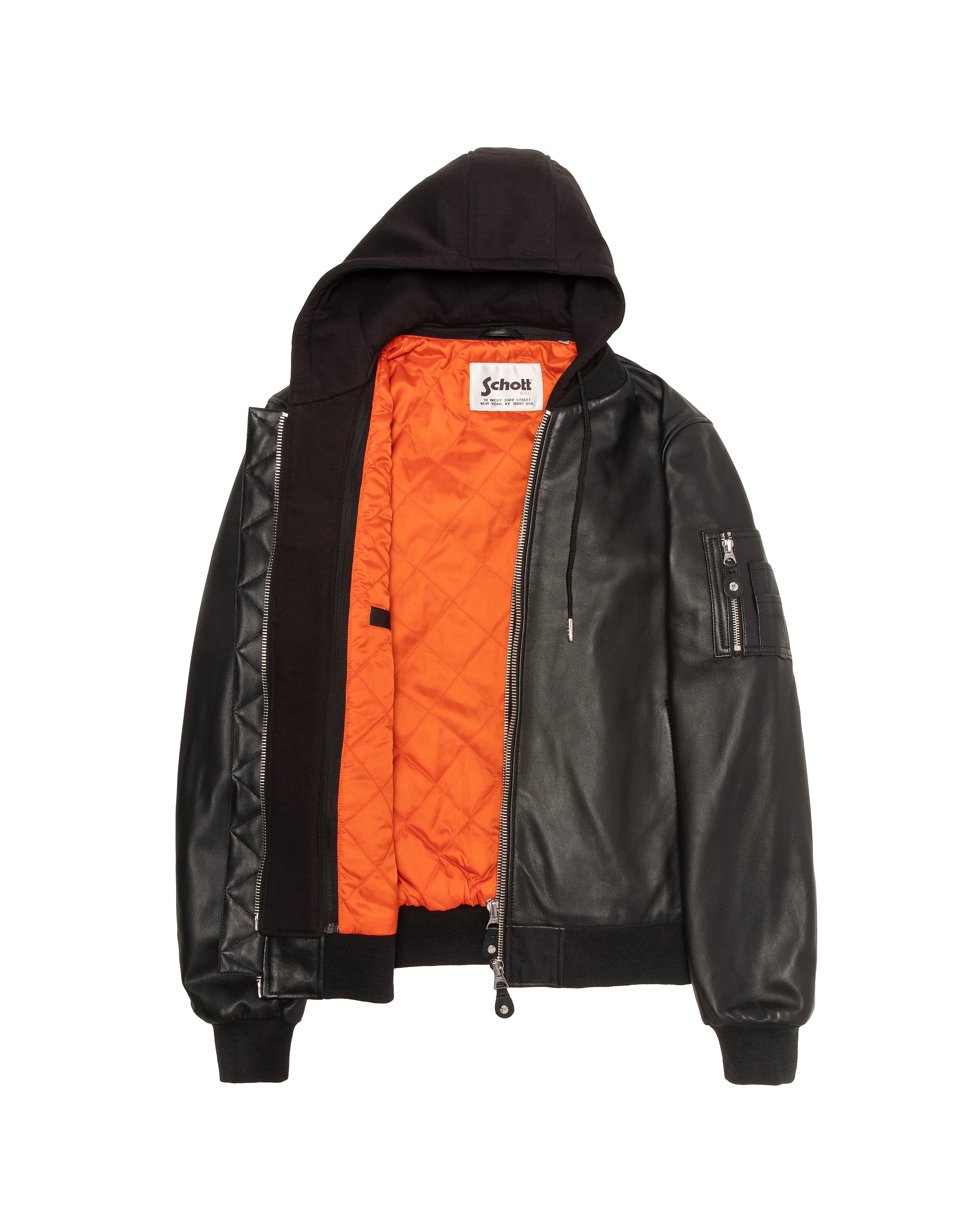 Black bomber jacket type MA-1, lambskin leather-11