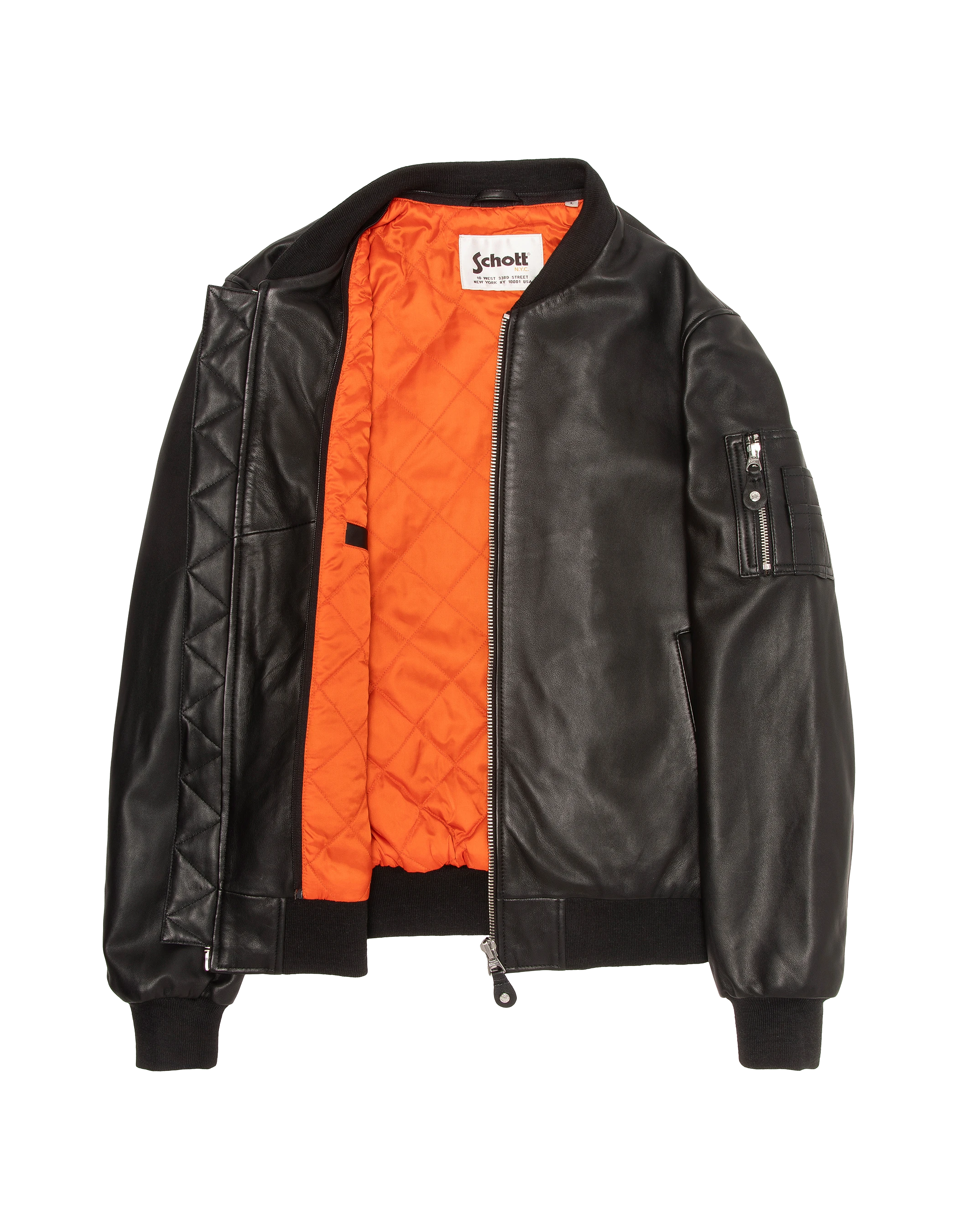 Black bomber jacket type MA-1, lambskin leather-12