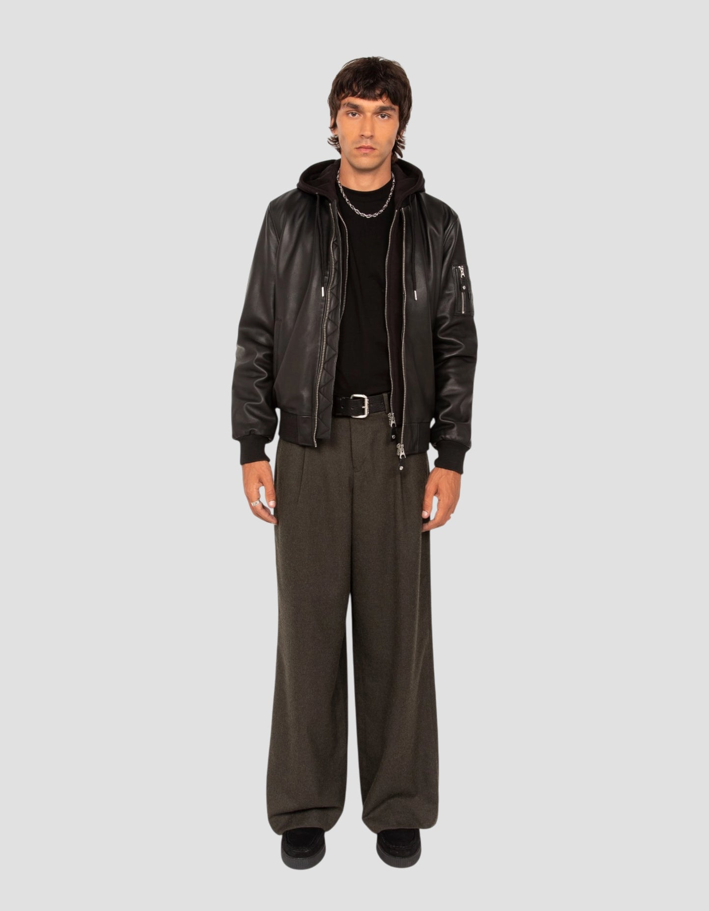 Black bomber jacket type MA-1, lambskin leather