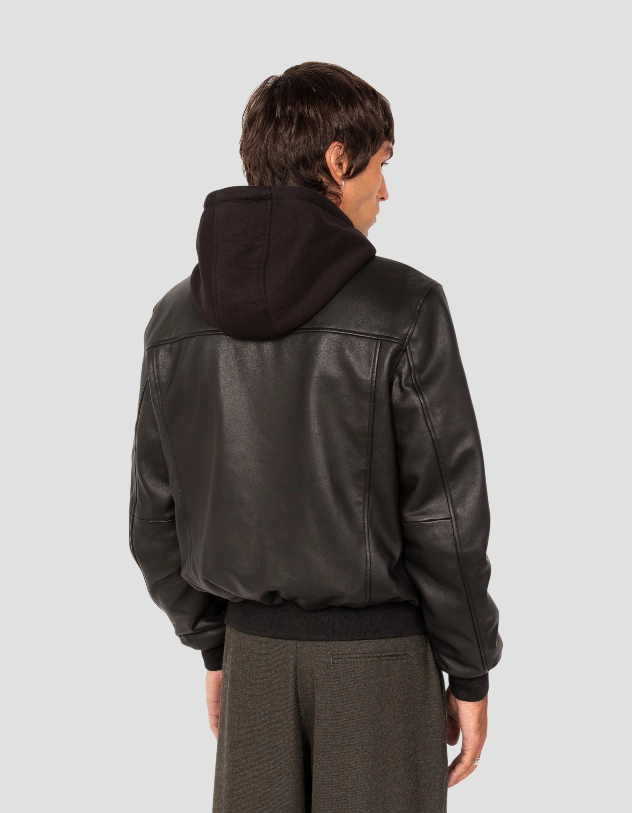 Black bomber jacket type MA-1, lambskin leather-7