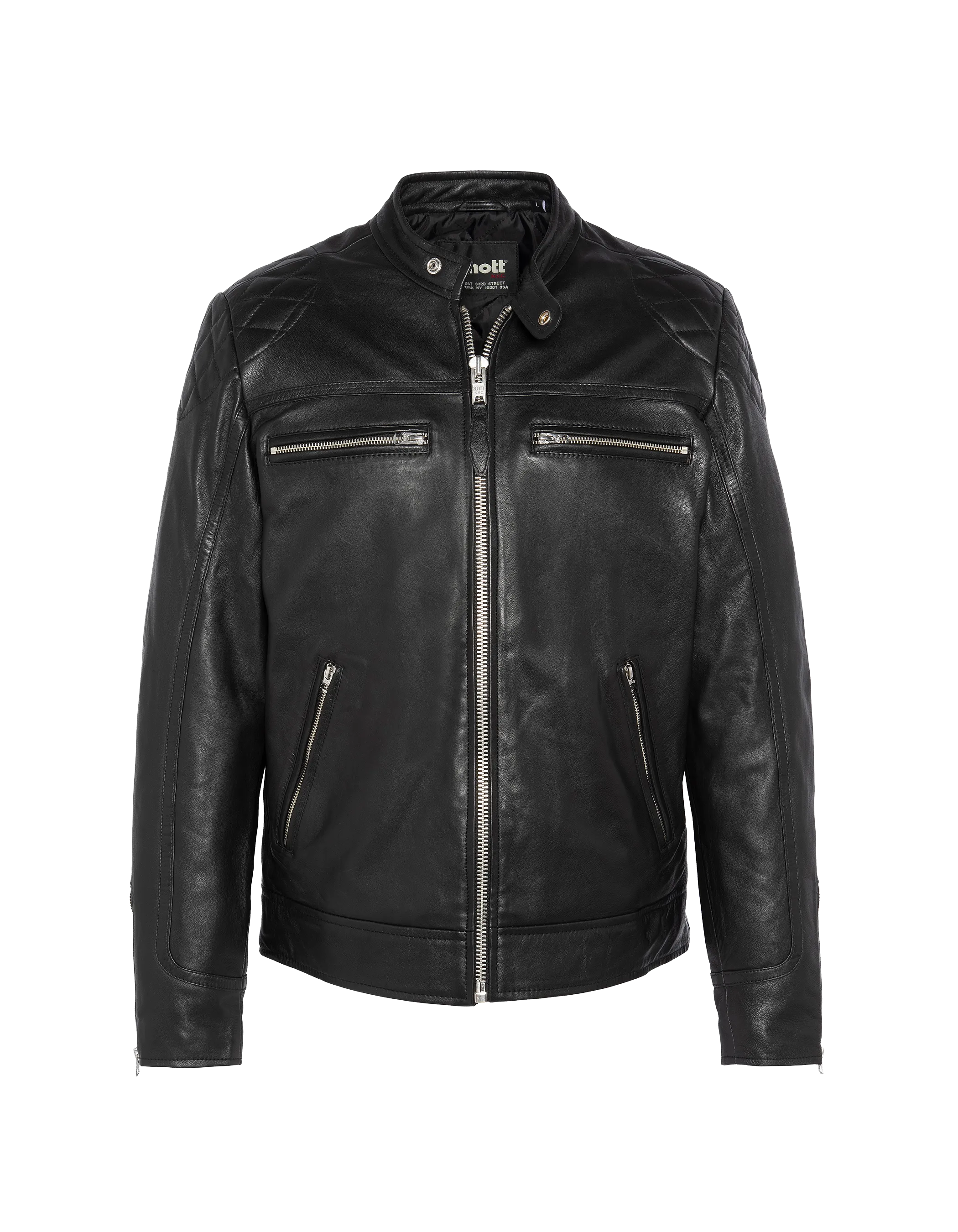 Black biker jacket, lambskin leather LCSPYDER25 Schott NYC®